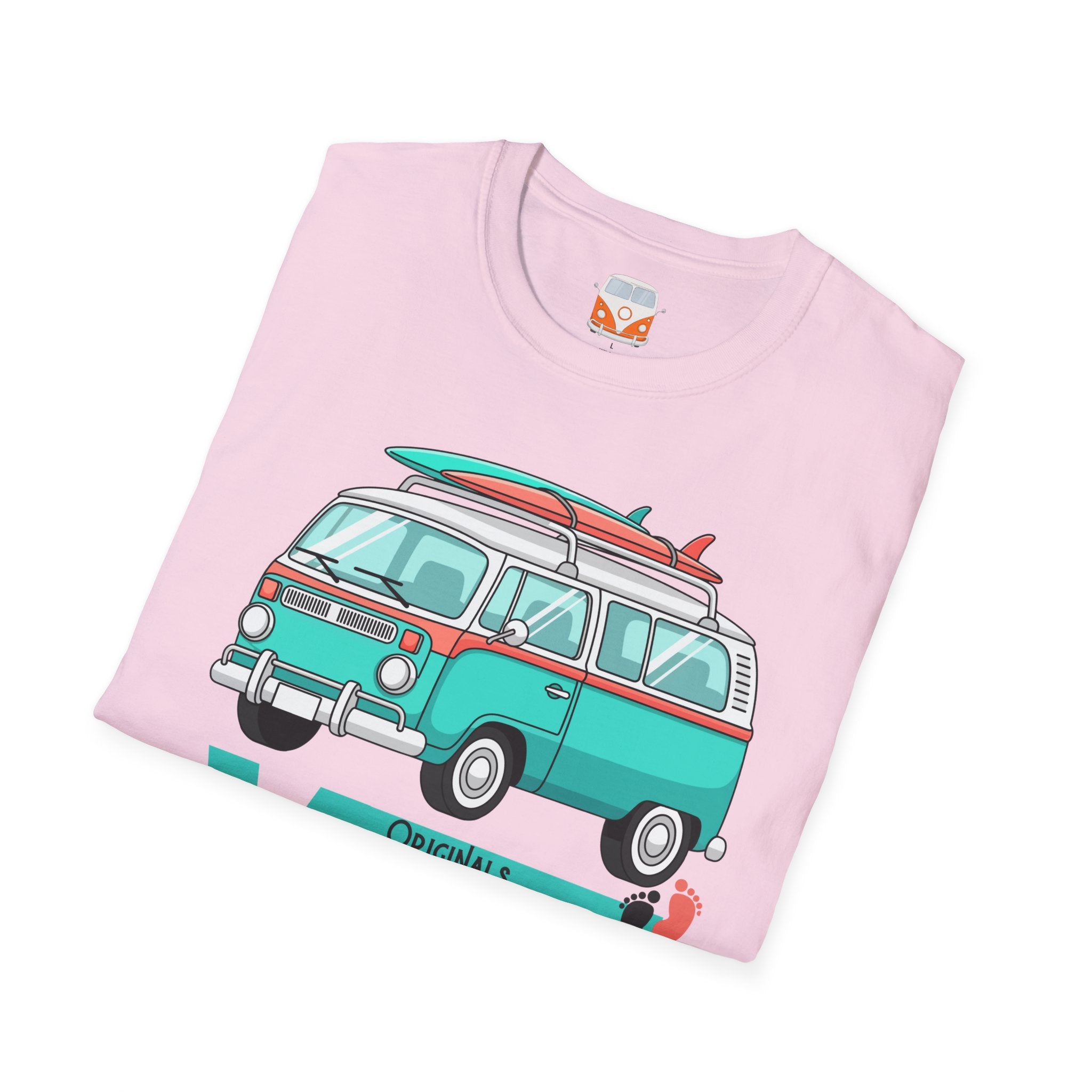 Retro Surf VW Van T-Shirt | Vintage Camper Bus Beach Tee Original Bare Feet