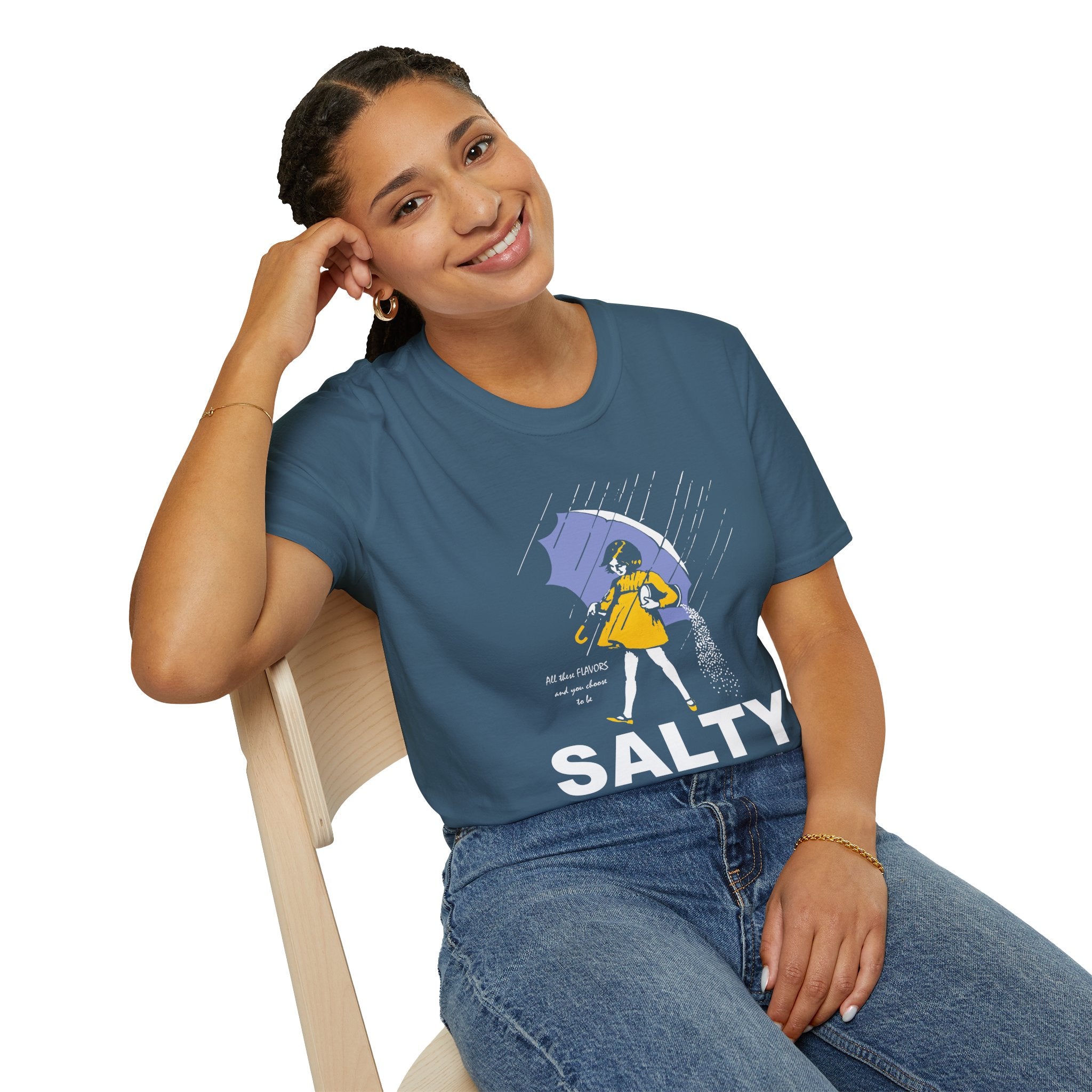 Salty Rainy Day Graphic T-Shirt — Girl with Umbrella Illustration