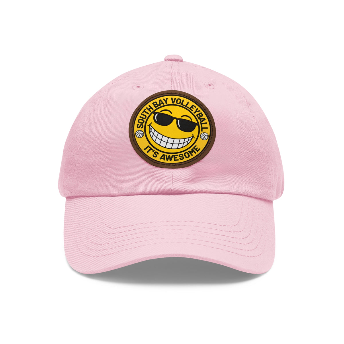 Volleyball Smiley Mom and Dad Hat — "South Bay Volleyball: It’s Awesome" Leather Patch