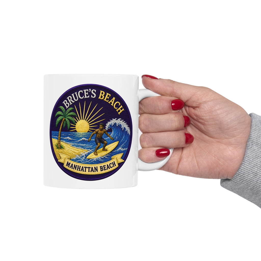 Bruce's Beach Ceramic Mug — Manhattan Beach California & Surf Design (11oz, 15oz)