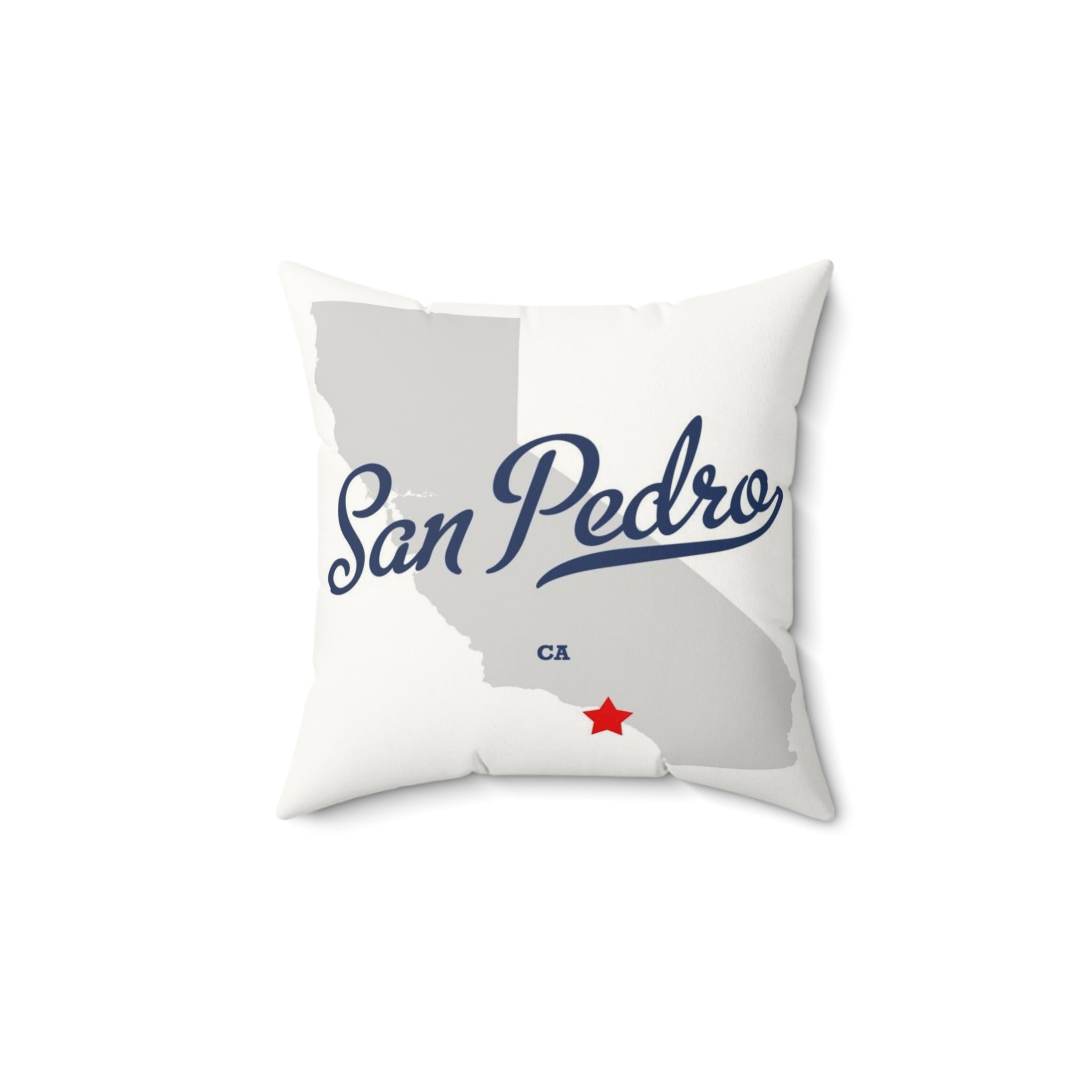 San Pedro California Map - Faux Suede Square Pillow