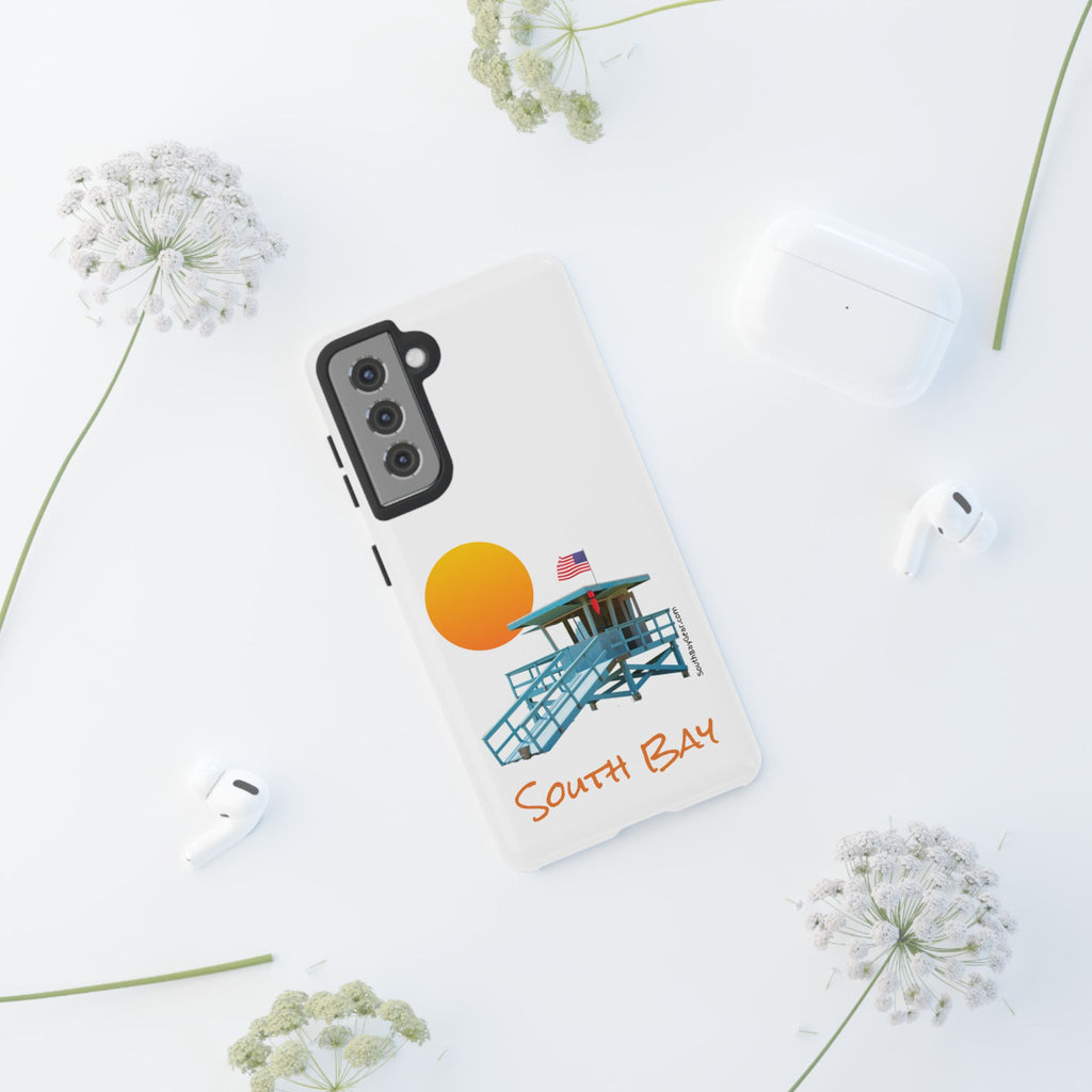 South Bay Lifeguard Stand with American Flag Tough Phone Cases