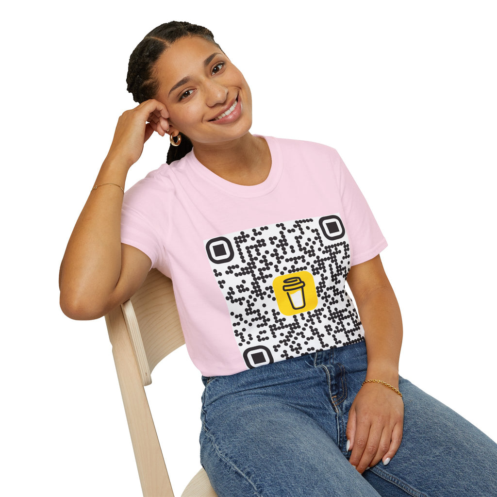 QR Code Coffee Cup T‑Shirt — Scan-to-Order Cafe Tee