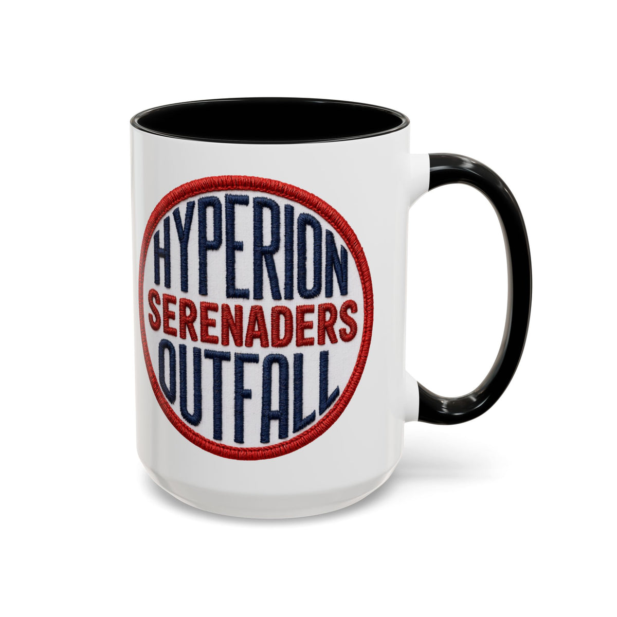 Accent Coffee Mug — "Hyperion Serenaders Outfall" Retro Patch Ceramic Mug (11/15oz)