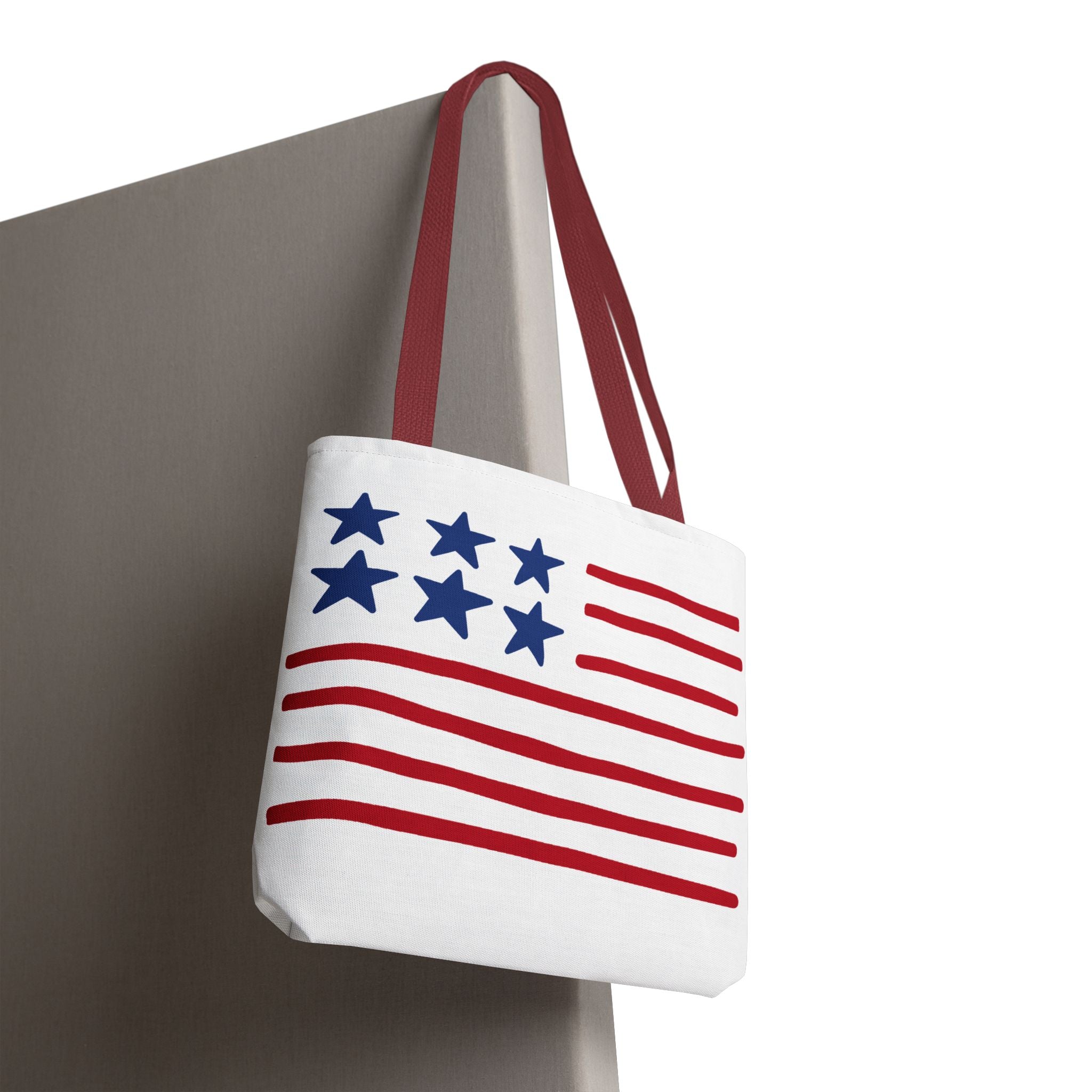 American Flag Stars & Stripes Tote Bag — Patriotic Canvas Beach Grocery Bag