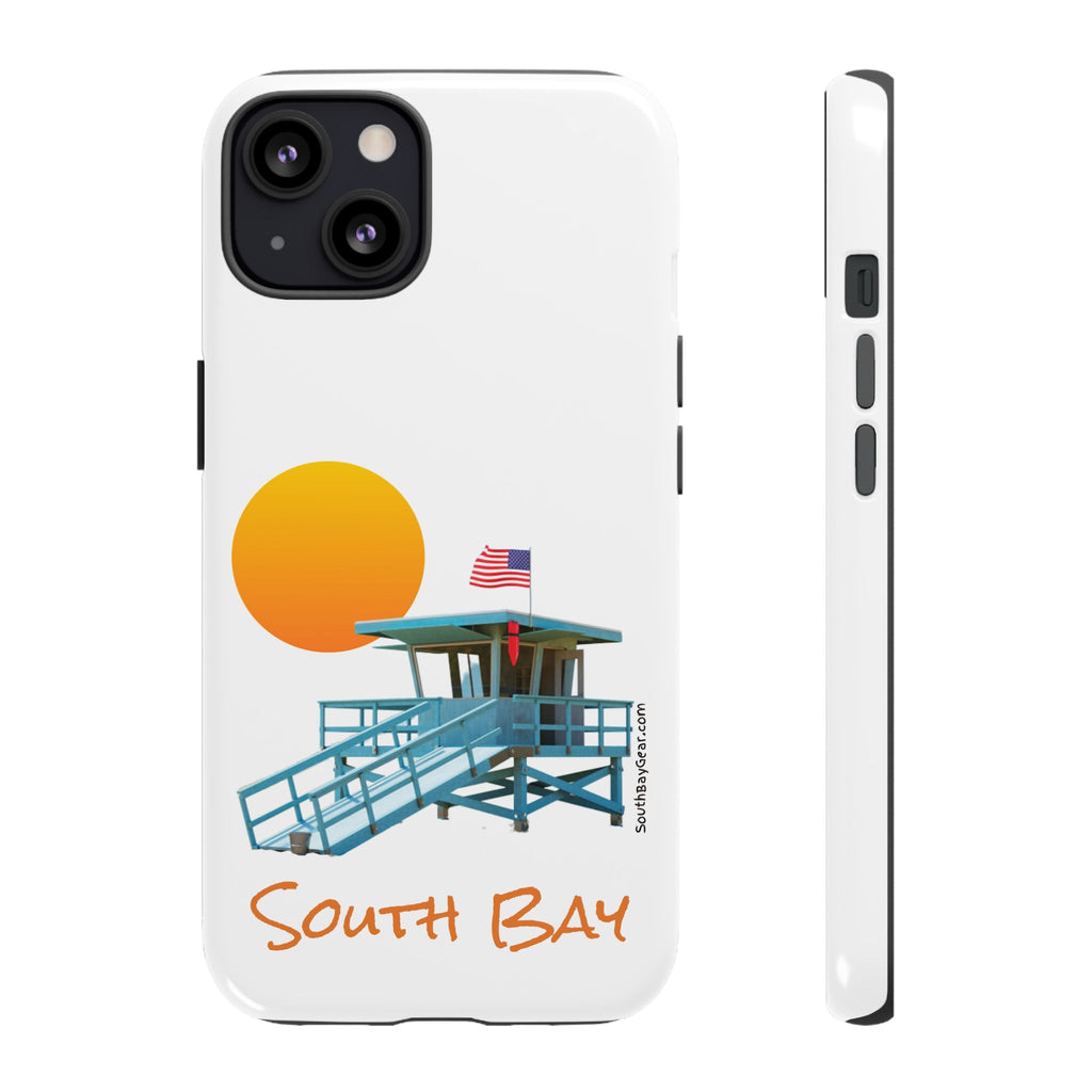 South Bay Lifeguard Stand with American Flag Tough Phone Cases