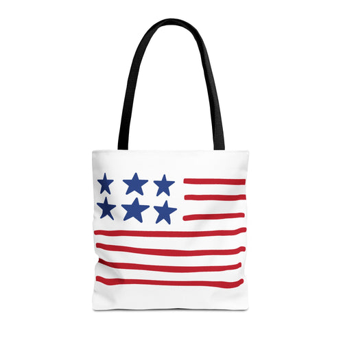 American Flag Stars & Stripes Tote Bag — Patriotic Canvas Beach Grocery Bag