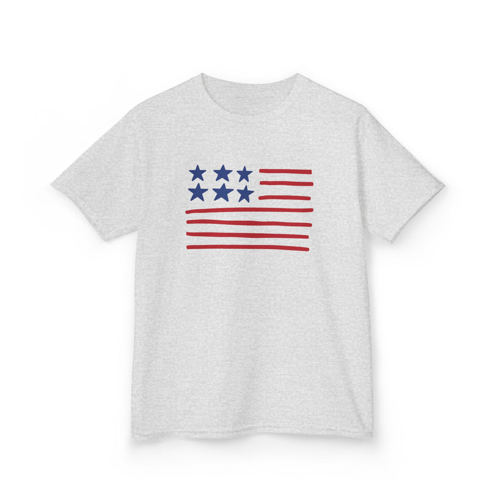 Stars and Stripes  Kids American Flag T-Shirt — Red & Blue Stars Stripe Patriotic Tee