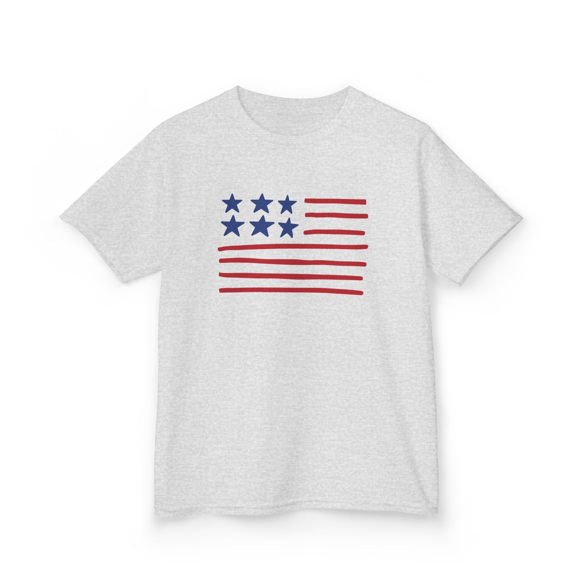 Stars and Stripes  Kids American Flag T-Shirt — Red & Blue Stars Stripe Patriotic Tee