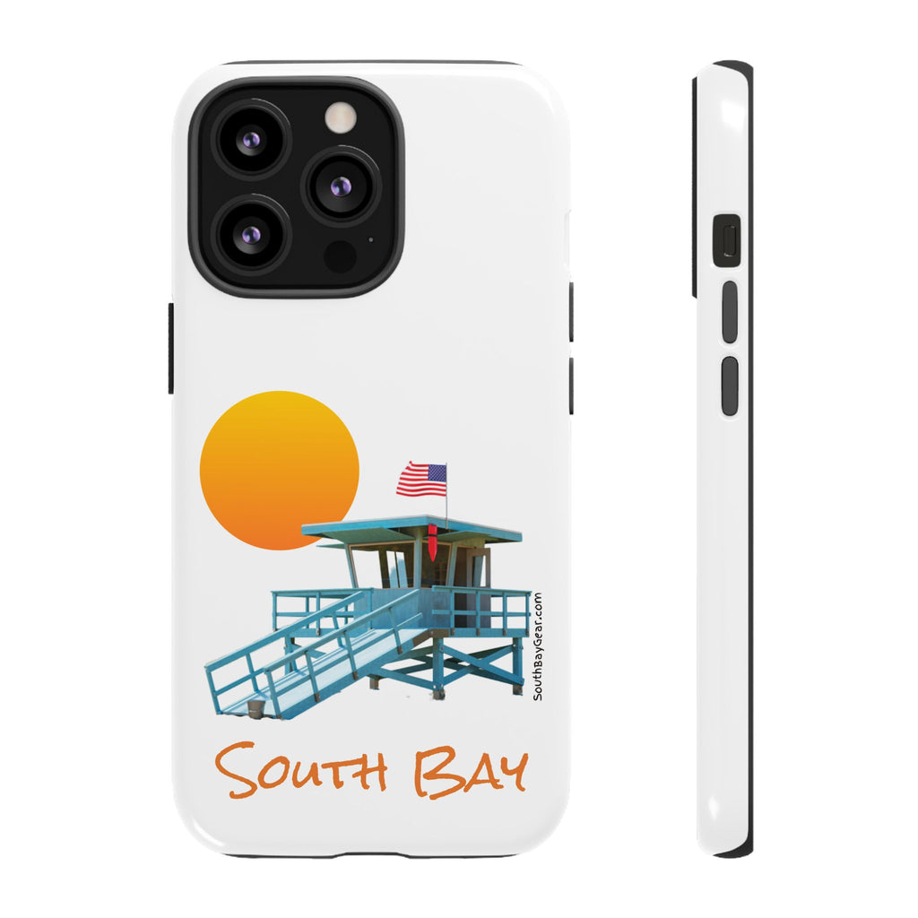 South Bay Lifeguard Stand with American Flag Tough Phone Cases