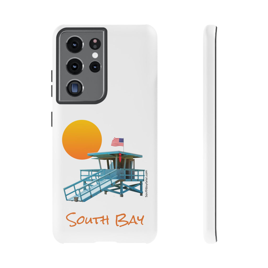 South Bay Lifeguard Stand with American Flag Tough Phone Cases