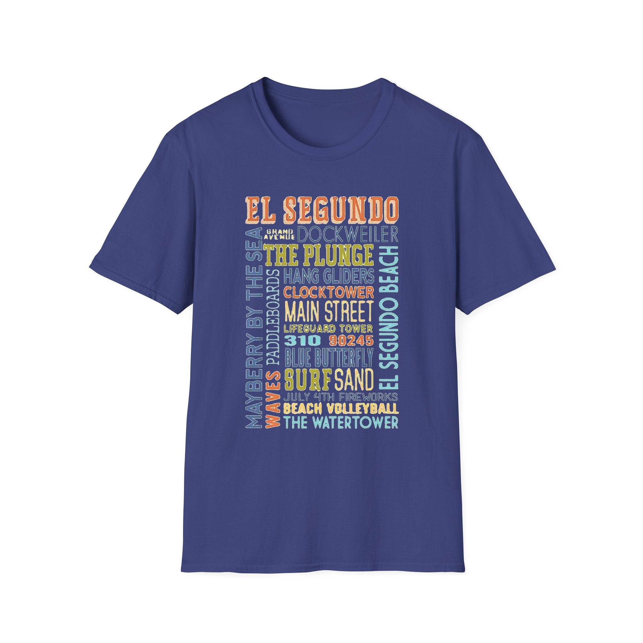 El Segundo Typography T-Shirt | Beach Town Landmarks Word Art