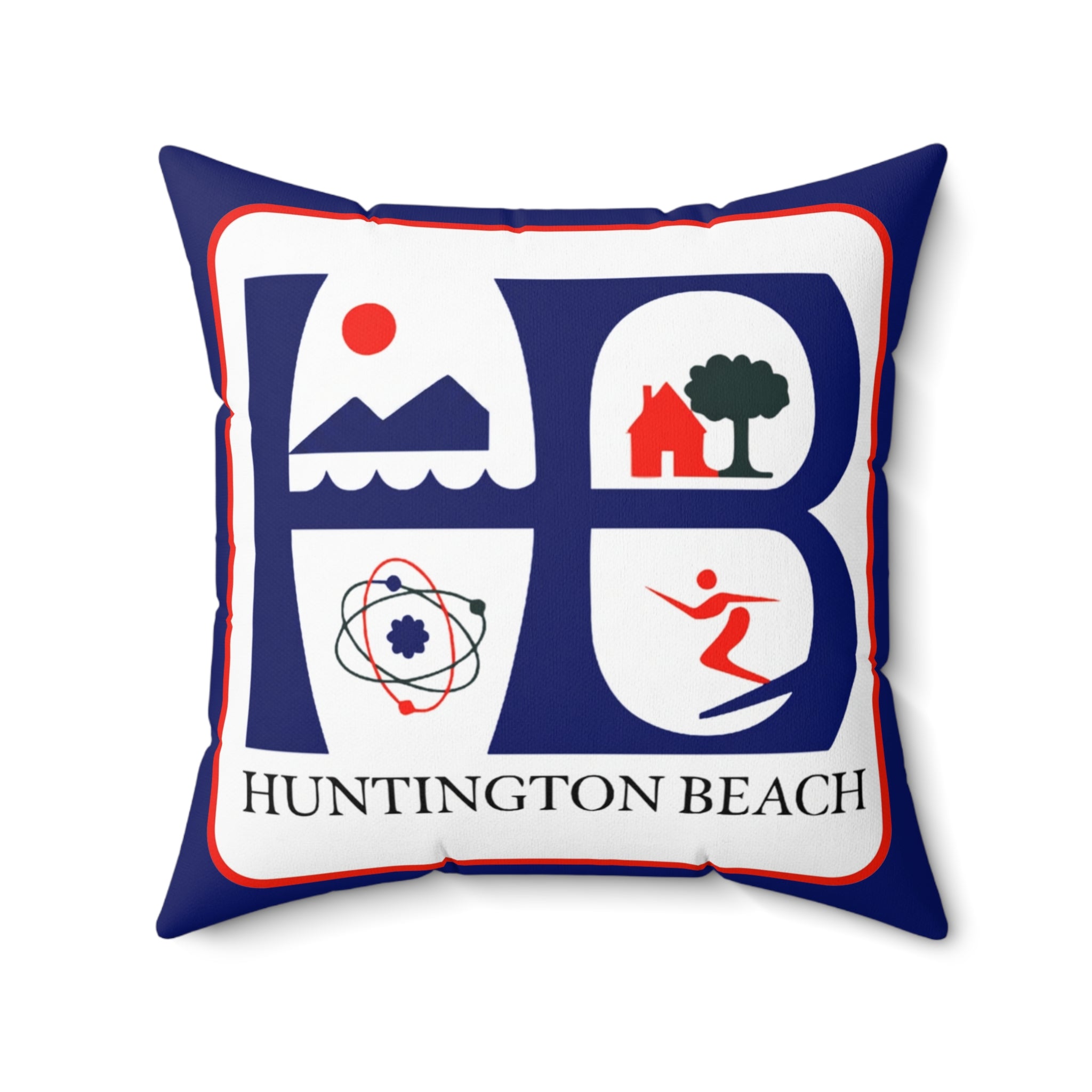 Huntington Beach Icon Pillow — Coastal Surf & Community Decorative Throw Pillow