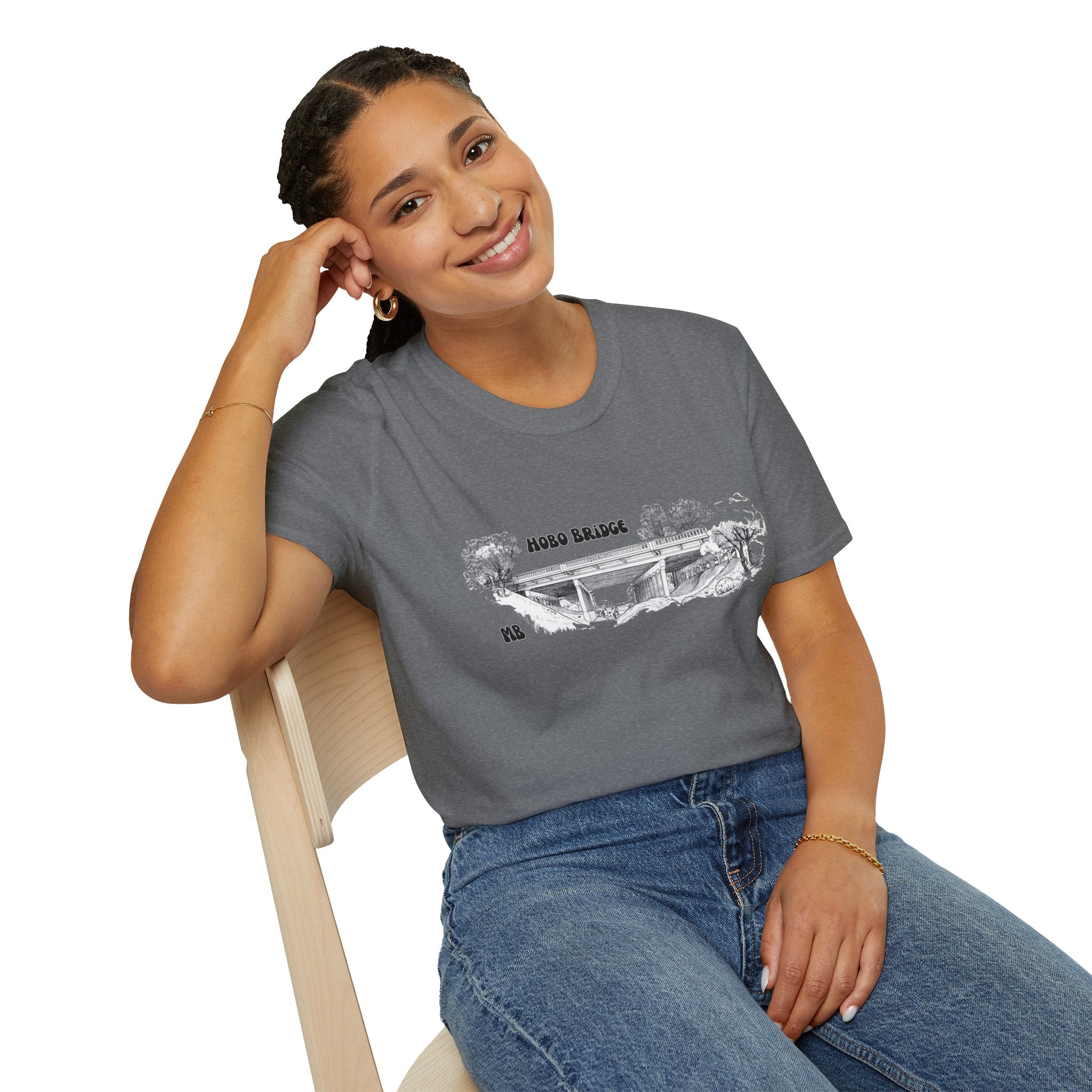 Hobo Bridge Manhattan Beach California Sketch T-Shirt | Hand-Drawn Bridge Illustration IYKYK
