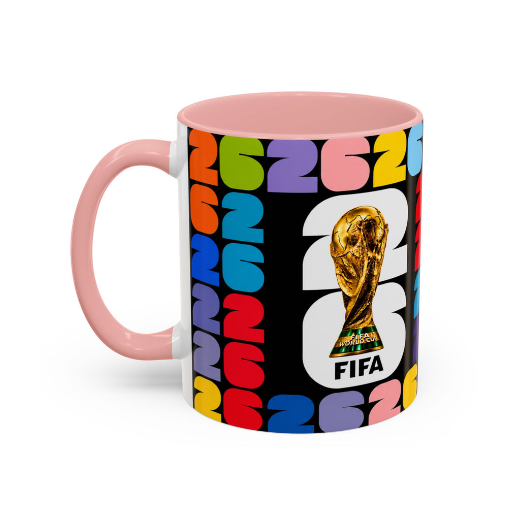 2026 World Cup Accent Coffee Mug – Colorful FIFA Trophy Design (11/15oz)