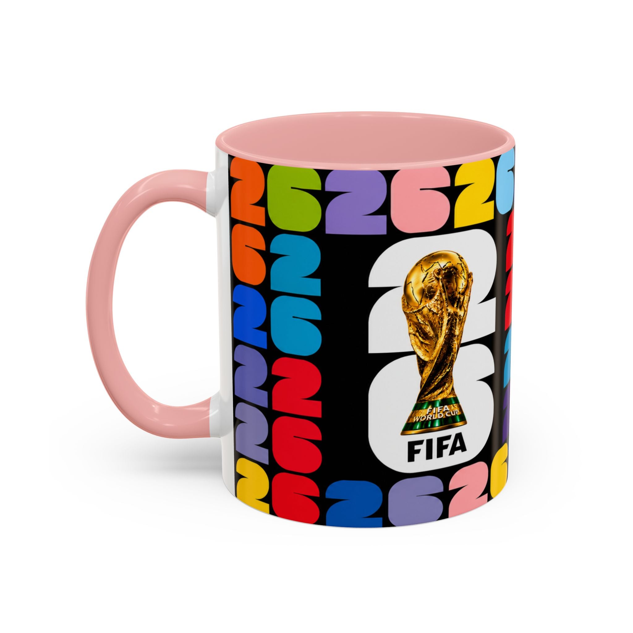 2026 World Cup Accent Coffee Mug – Colorful FIFA Trophy Design (11/15oz)