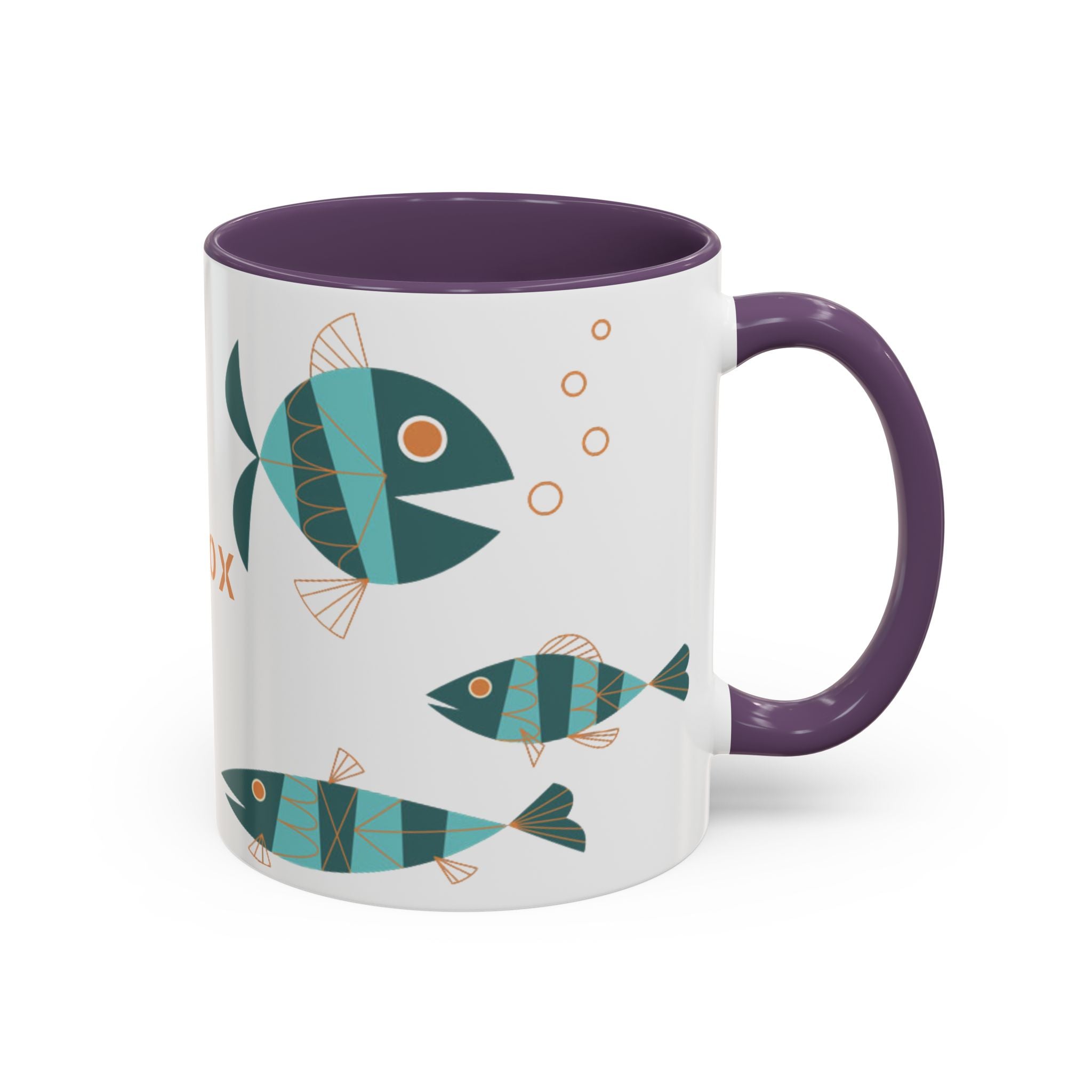 Metlox Pottery Teal Geometric Fish Mug | Accent Coffee Mug