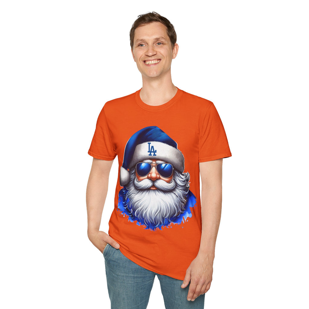 LA Dodgers Blue Santa T-Shirt — Cool Sunglasses Holiday Tee