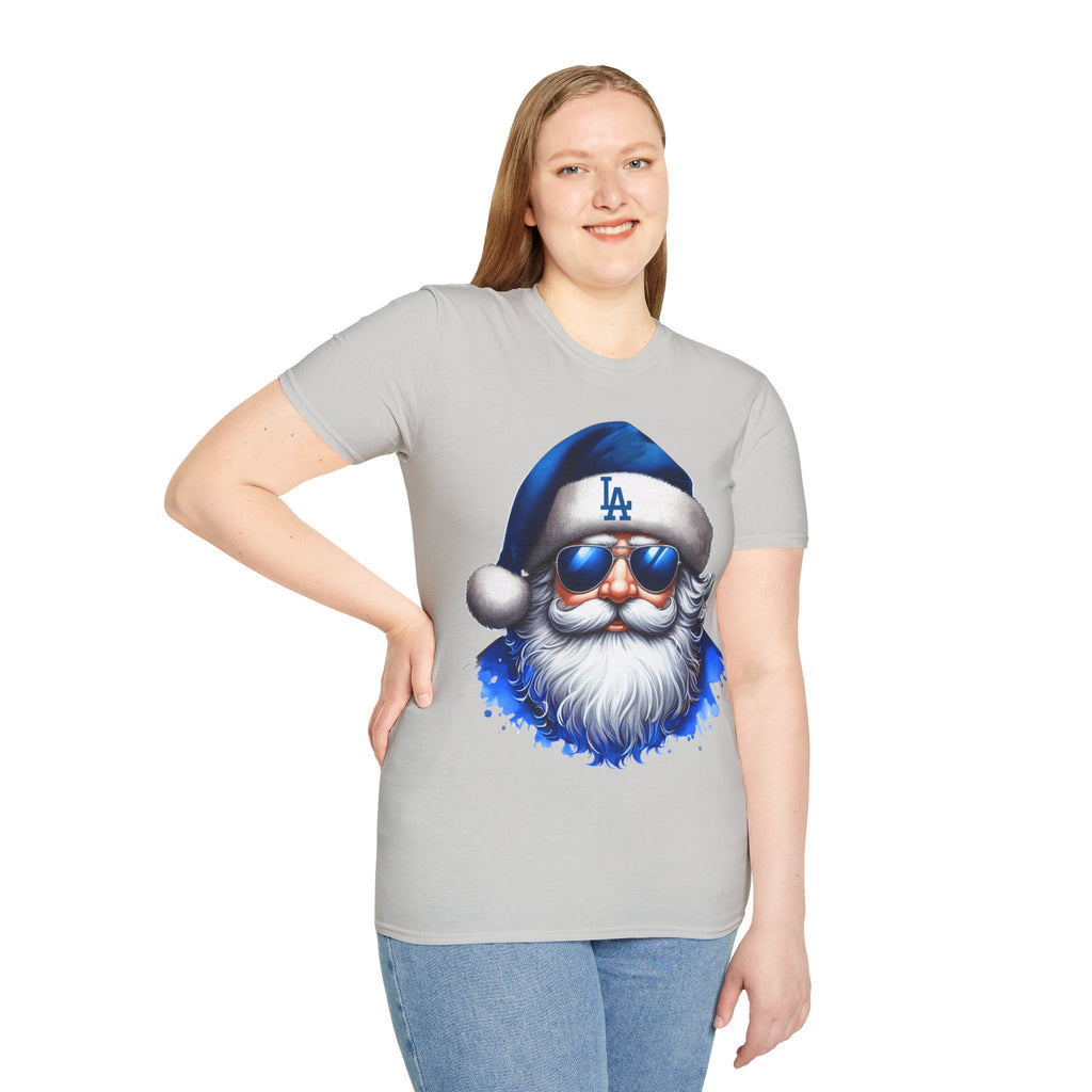 LA Dodgers Blue Santa T-Shirt — Cool Sunglasses Holiday Tee