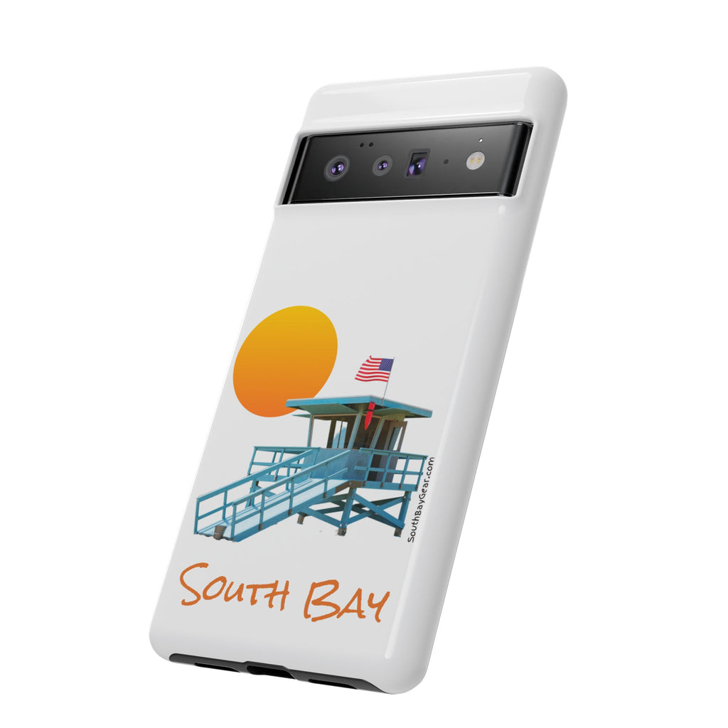 South Bay Lifeguard Stand with American Flag Tough Phone Cases