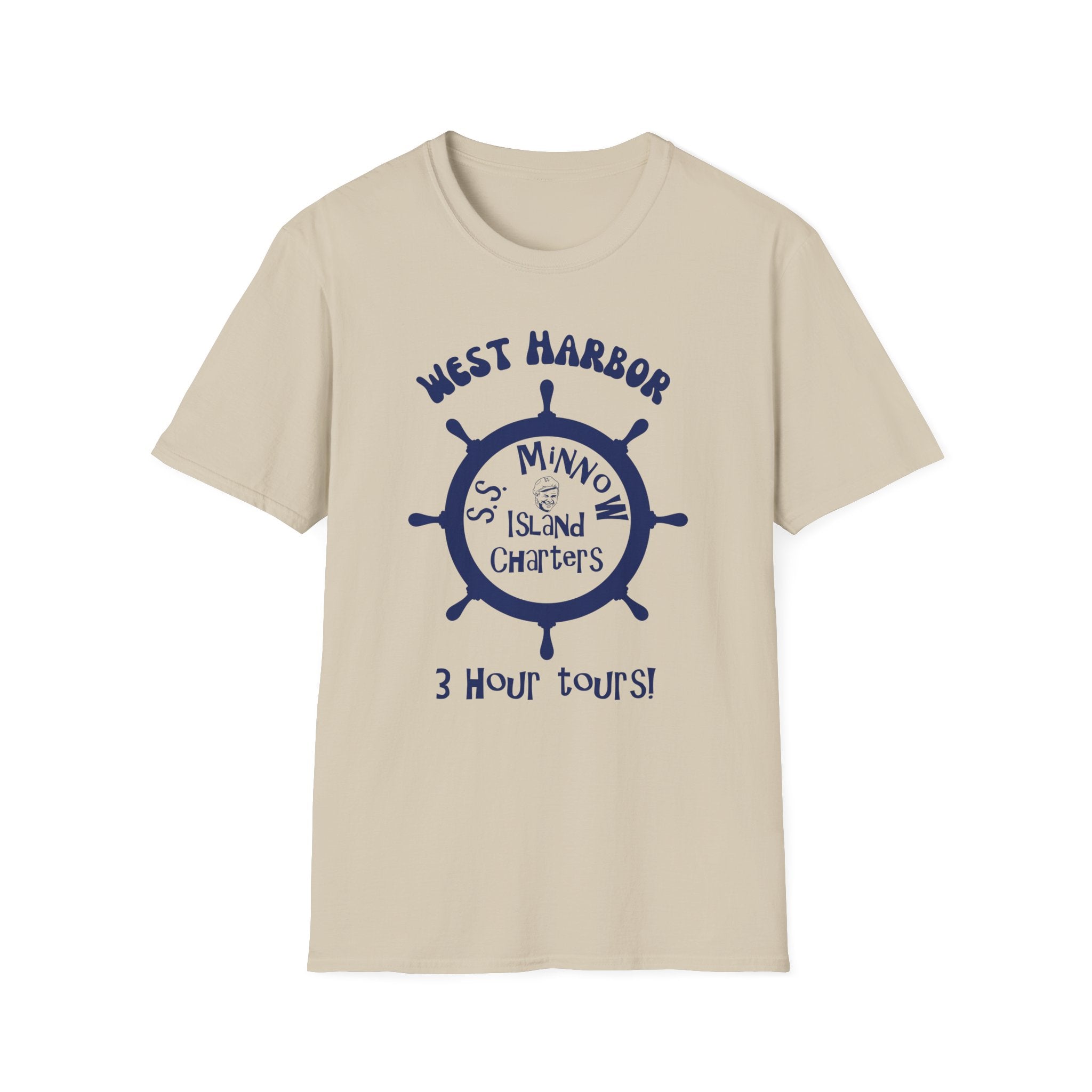 West Harbor San Pedro Ship Wheel Minno Island Charters T-Shirt | 3 Hour Tours
