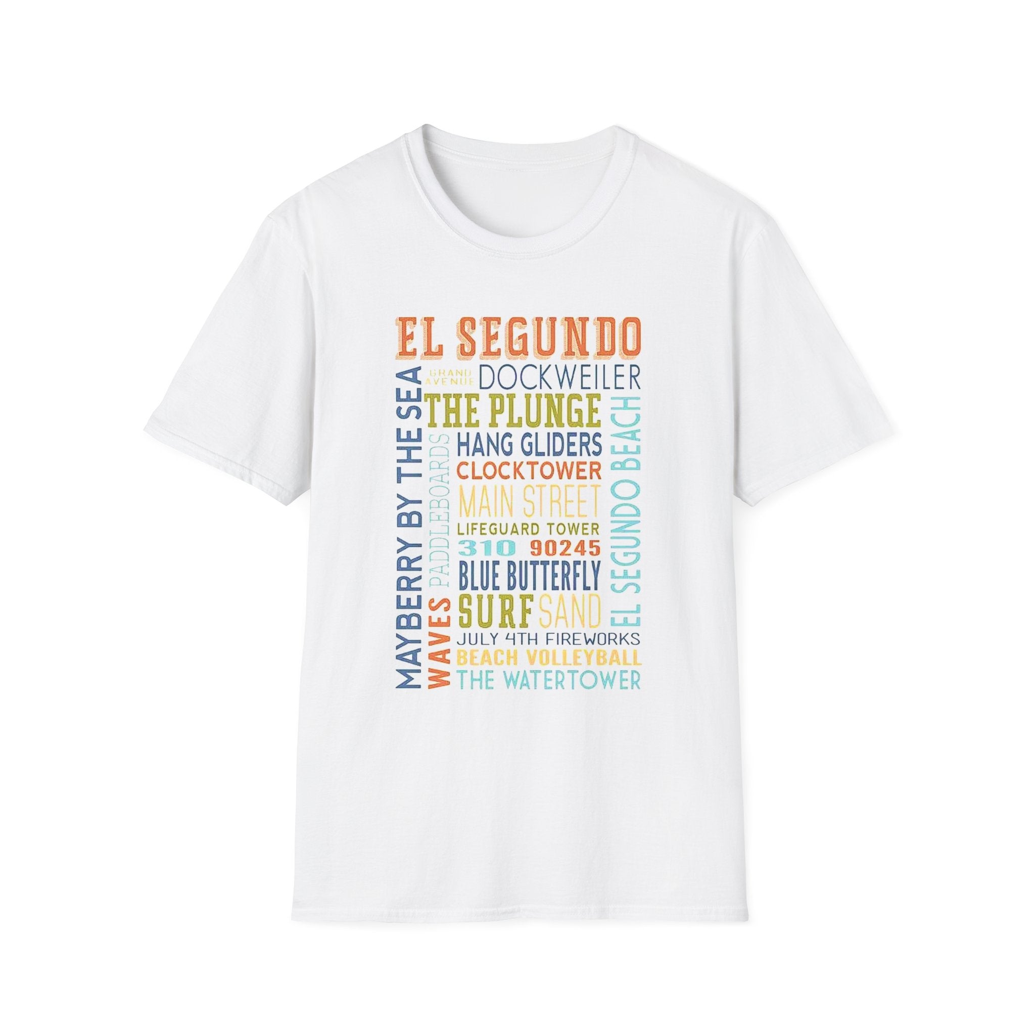 El Segundo Typography T-Shirt | Beach Town Landmarks Word Art