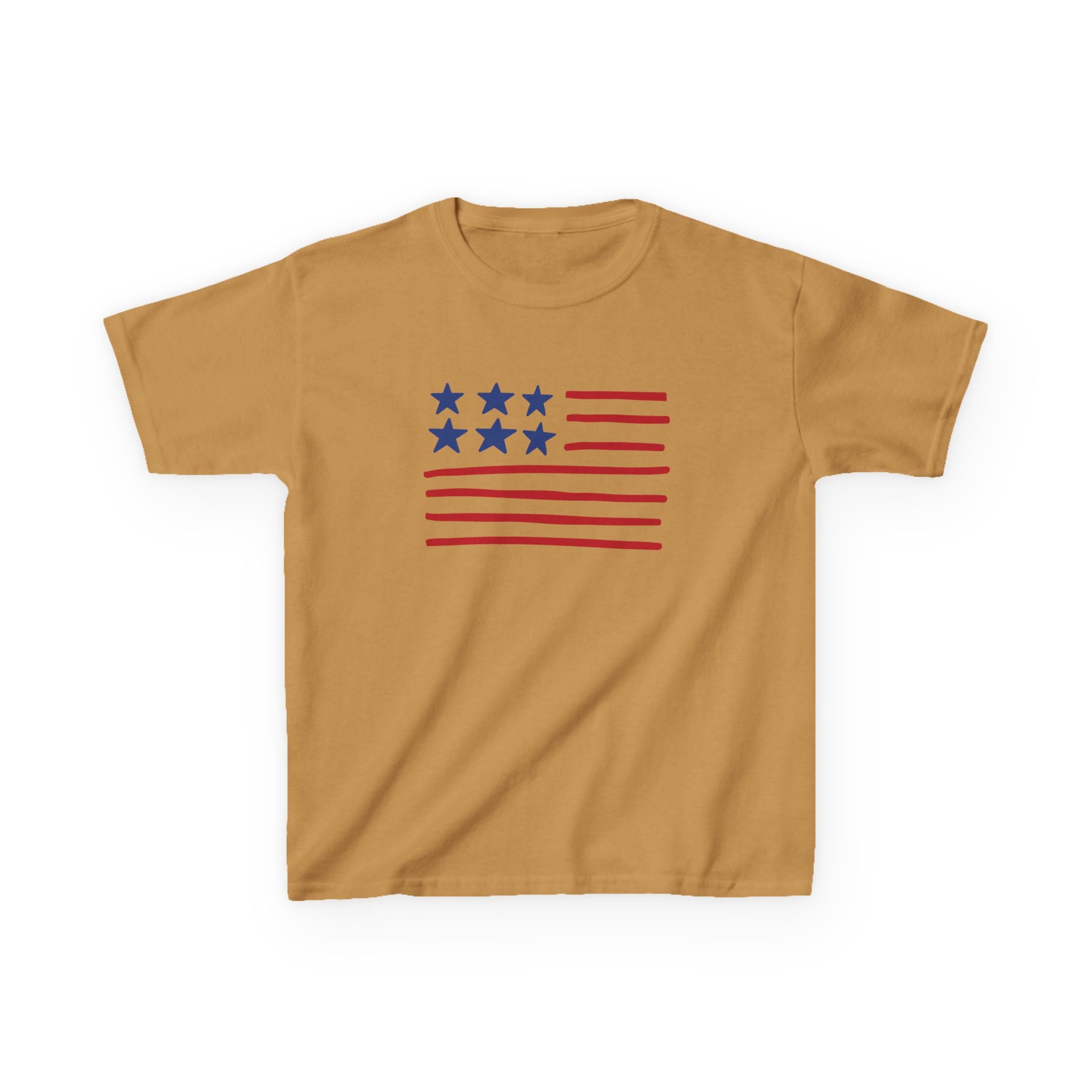 Stars and Stripes  Kids American Flag T-Shirt — Red & Blue Stars Stripe Patriotic Tee