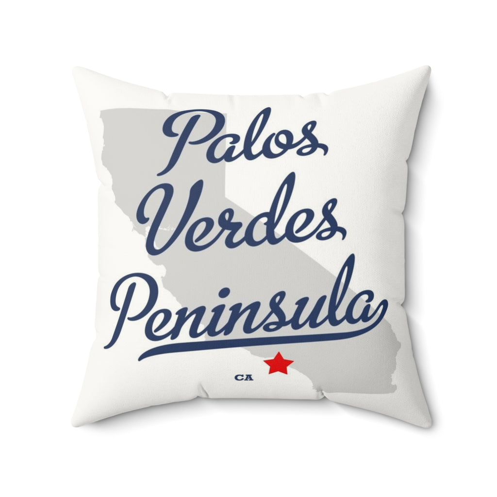 Palos Verdes Peninsula California Map - Faux Suede Square Pillow