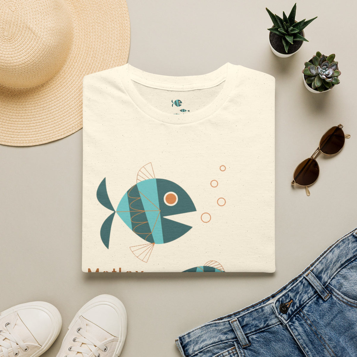 Metlox Pottery Fish Trio T-Shirt | Minimal Ocean Illustration