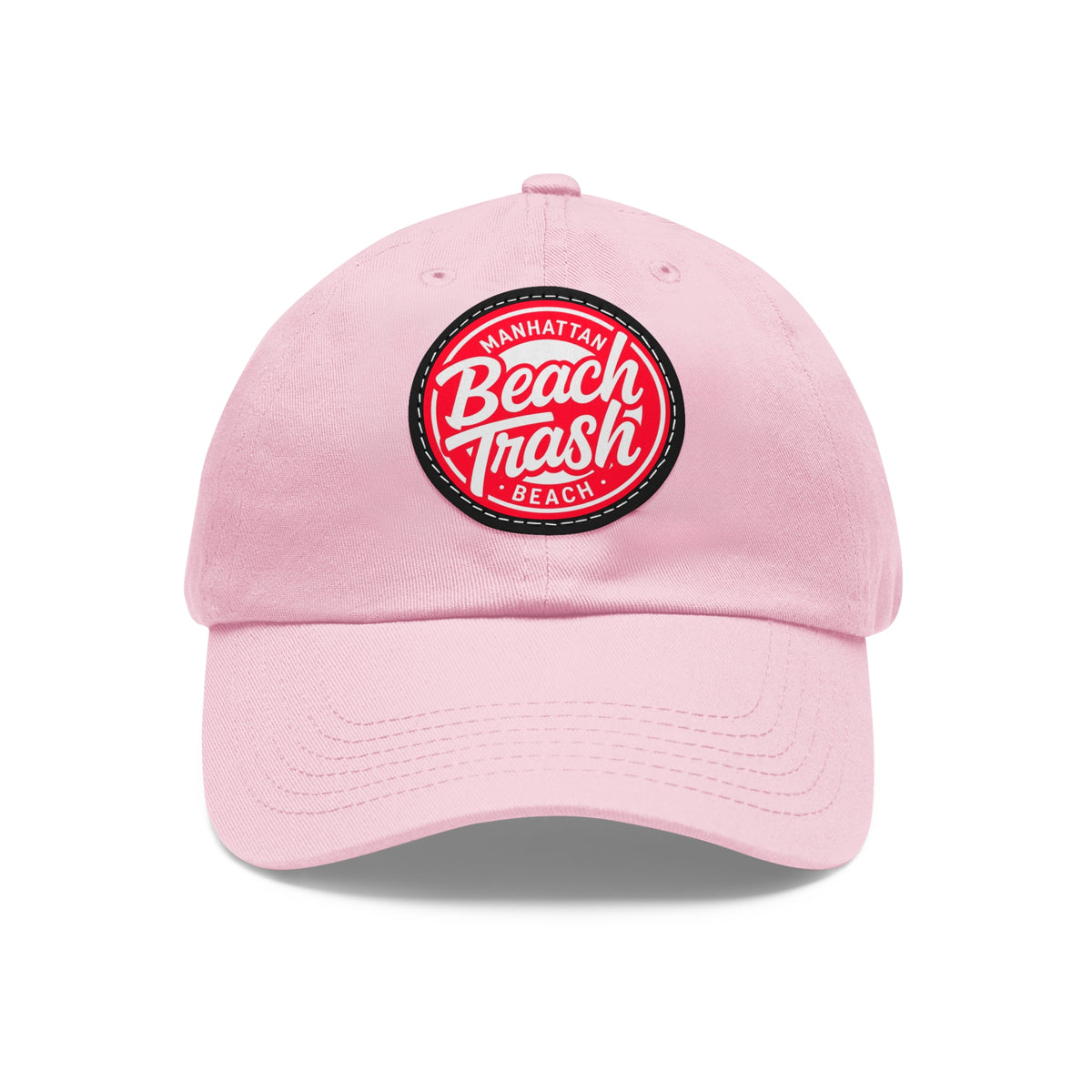 Proud to be Called Beach Trash Manhattan Beach  Leather Patch Dad Hat — Vintage Manhattan Beach Logo