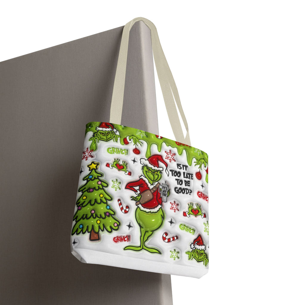 Christmas Tote Bag, Holiday Shopping Bag, Grinch Gift, Festive Reusable Bag, Cute Winter Accessory