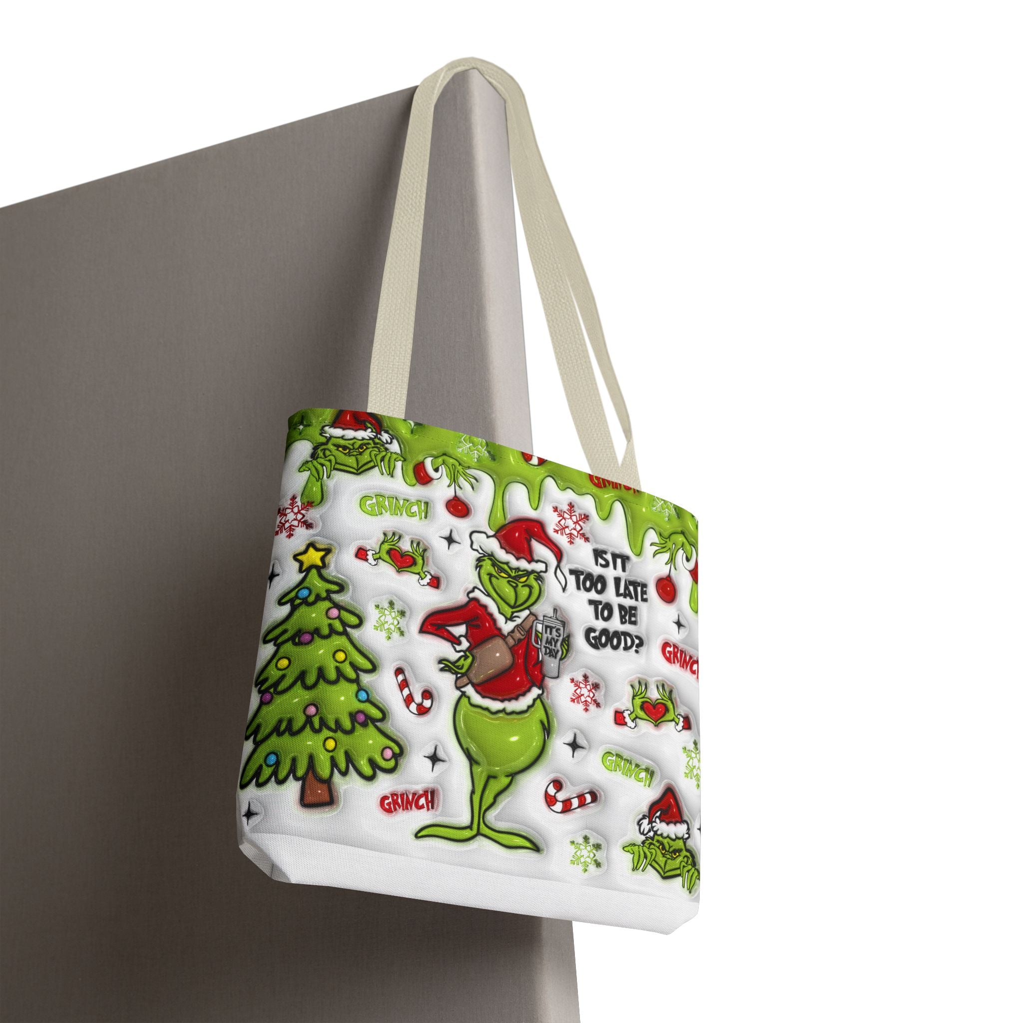 Christmas Tote Bag, Holiday Shopping Bag, Grinch Gift, Festive Reusable Bag, Cute Winter Accessory