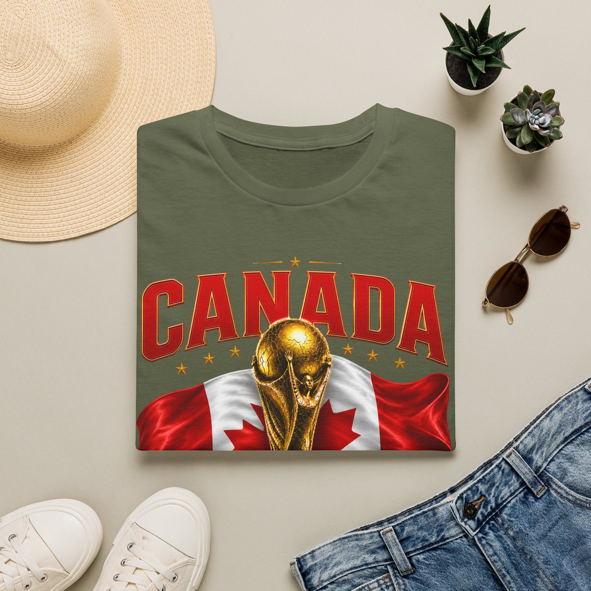 Canada 2026 World Cup T-Shirt — Canadian Soccer Fan Tee with Trophy & Flag