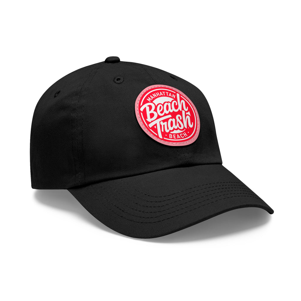 Proud to be Called Beach Trash Manhattan Beach  Leather Patch Dad Hat — Vintage Manhattan Beach Logo