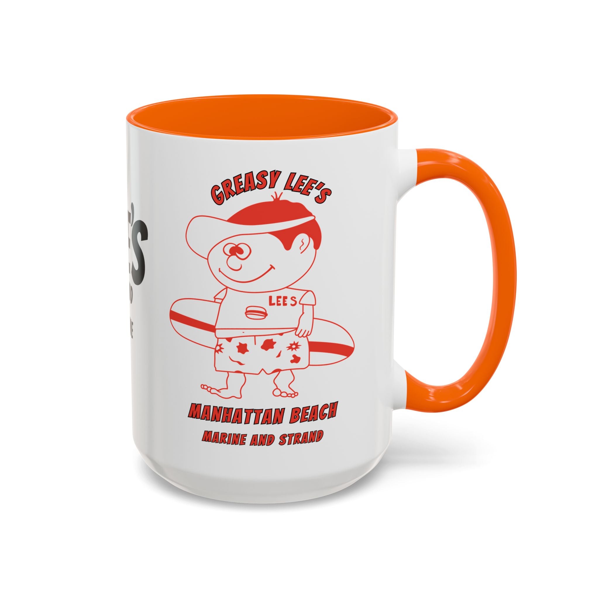 Greasy Lee's Surfer Logo Mug | Marine and Strand Manhattan Beach Old School  Accent Coffee Mug 11oz 15oz
