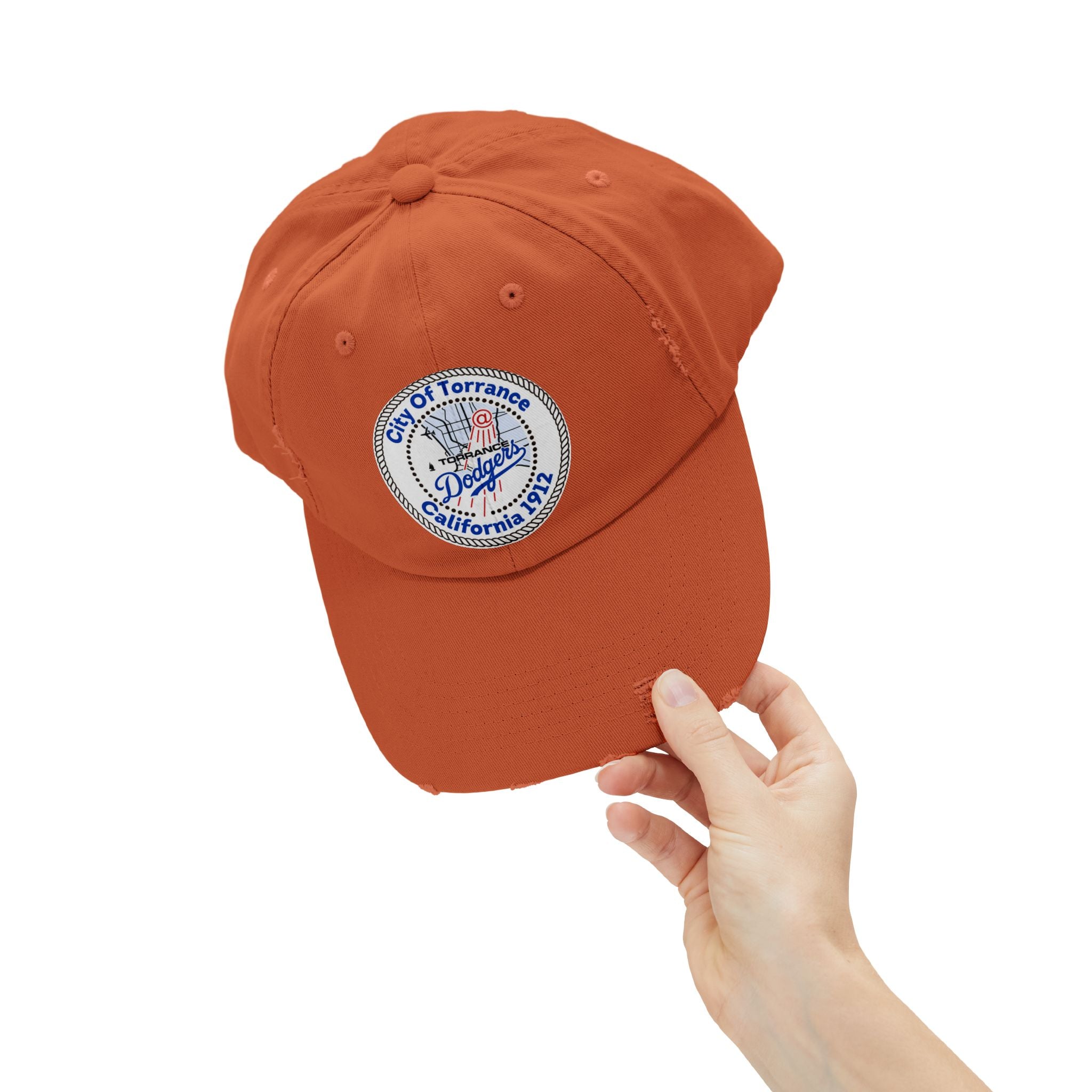 Distressed Baseball Cap with Torrance Dodgers Patch