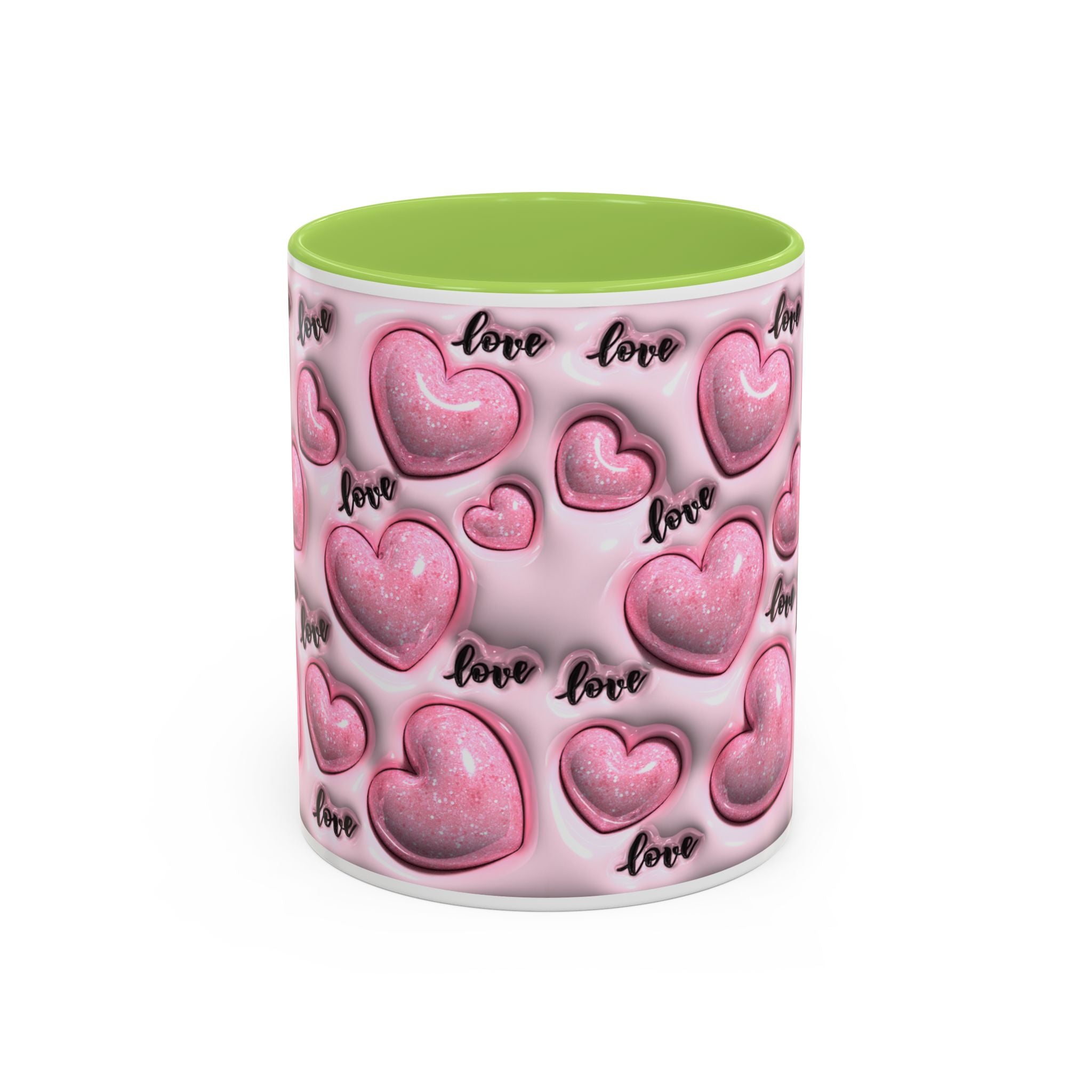 Pink Heart Pattern love Mug | Accent Coffee Mug 11oz 15oz