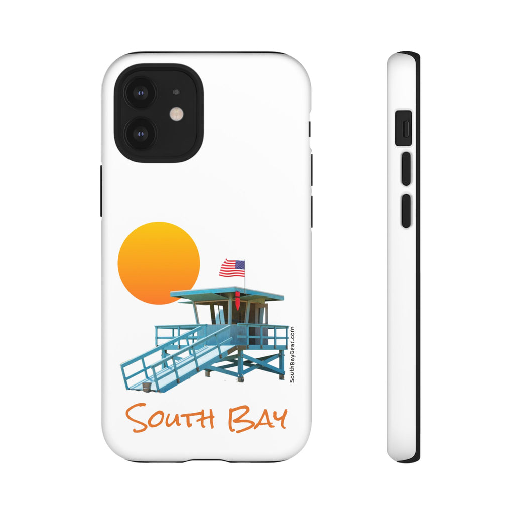 South Bay Lifeguard Stand with American Flag Tough Phone Cases