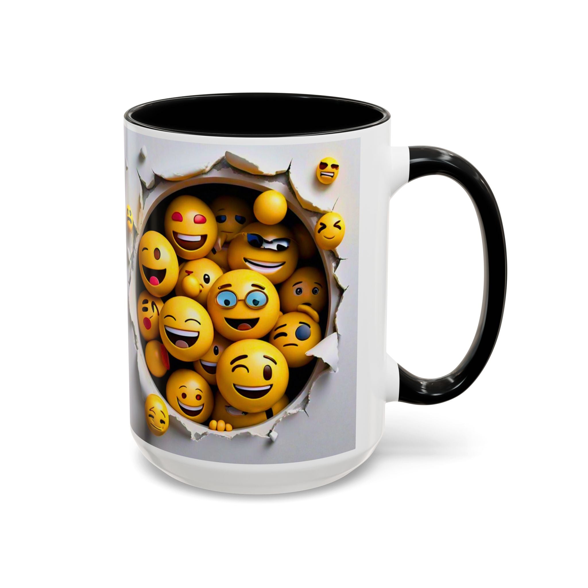 Emoji Explosion Coffee Mug | Accent Inner & Handle Color, 11oz 15oz
