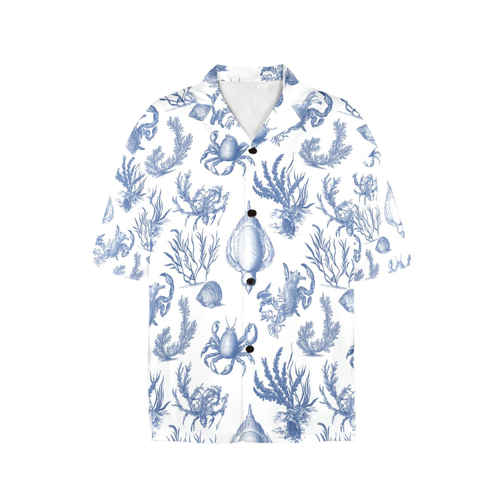 Sea Life Nautical Women's All Over Print Hawaiian Shirt Made in USA