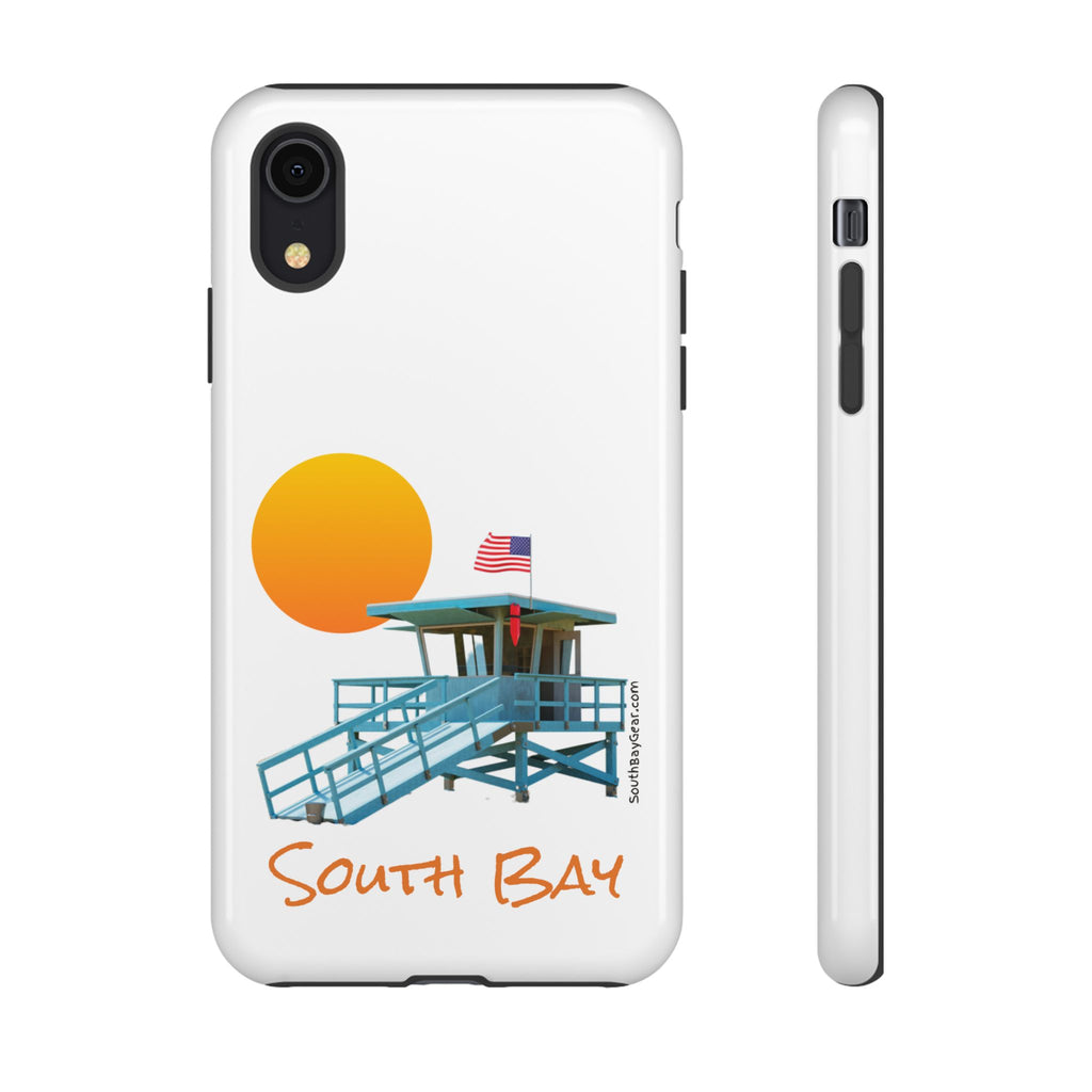South Bay Lifeguard Stand with American Flag Tough Phone Cases