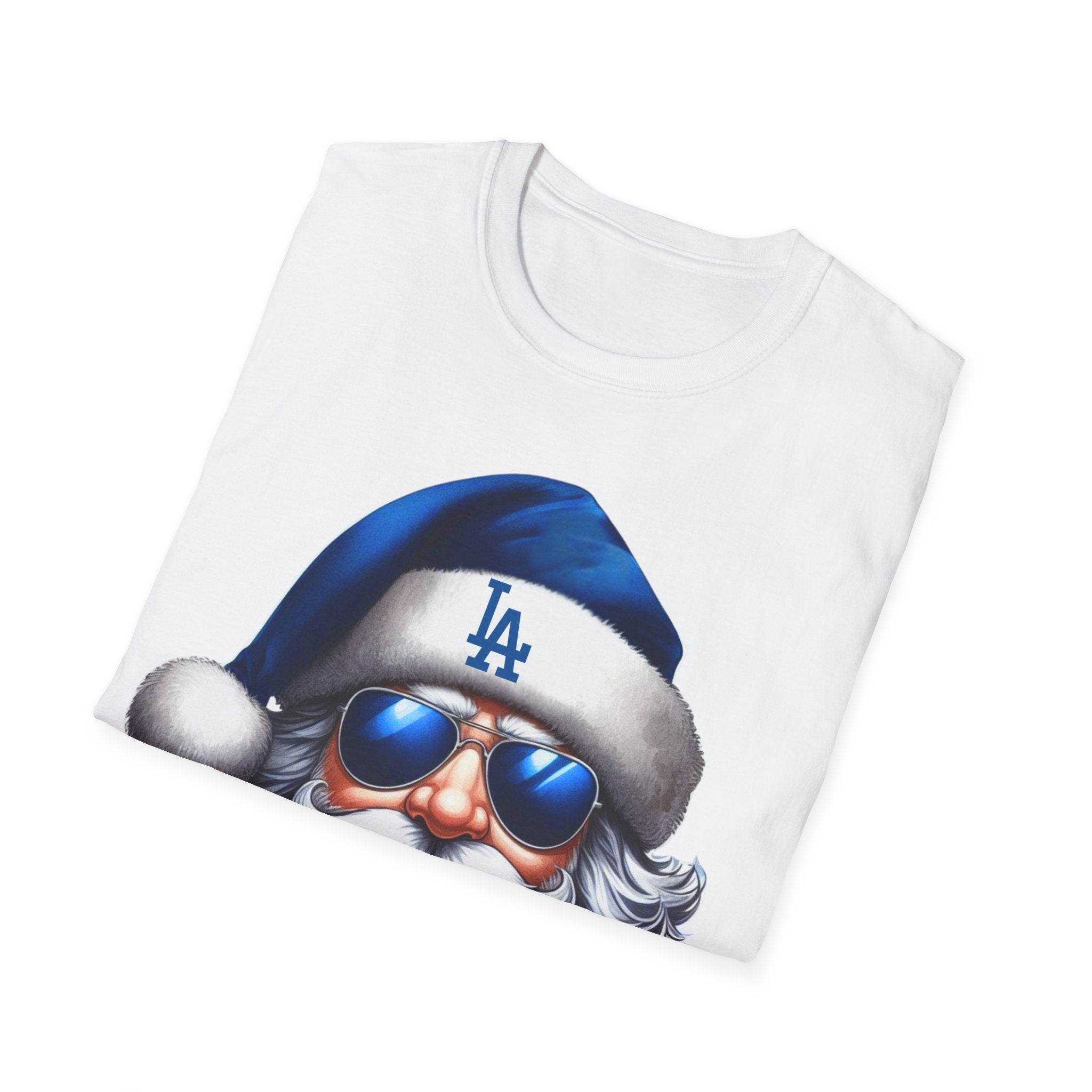 Blue Los Angeles Doyers Santa Tee | Santa Hat Graphic T-Shirt #Doyers