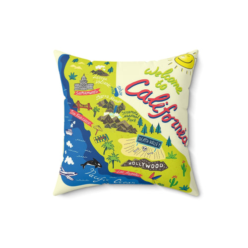 CALIFORNIA FUN MAP - Faux Suede Square Pillow