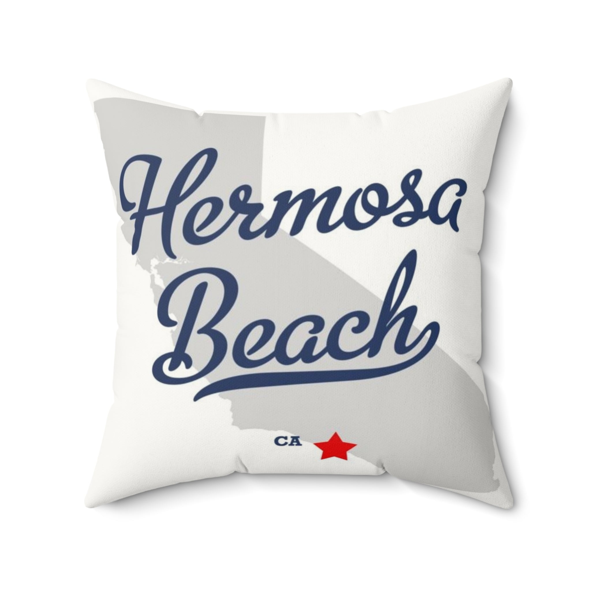 Hermosa Beach California Map - Faux Suede Square Pillow