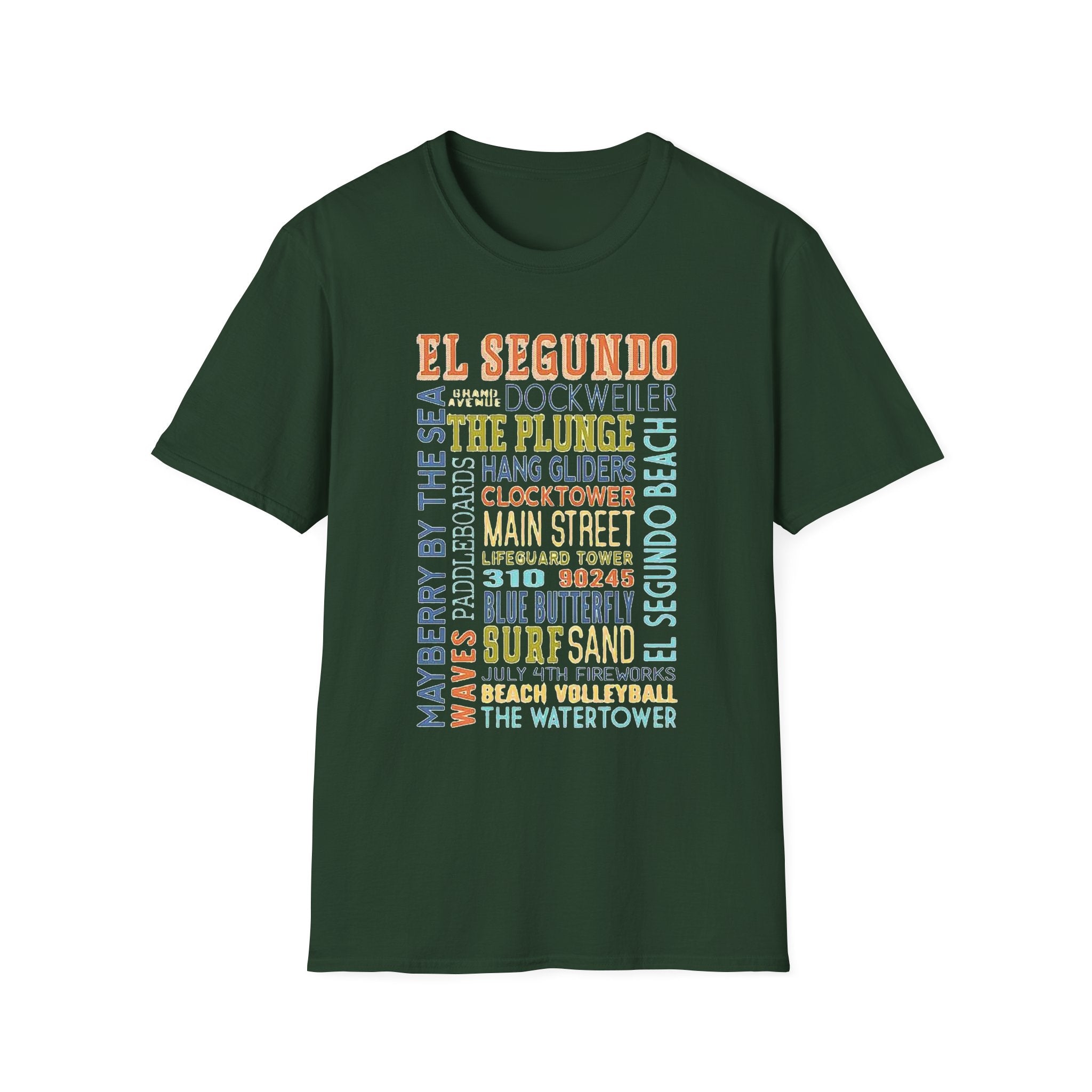 El Segundo Typography T-Shirt | Beach Town Landmarks Word Art