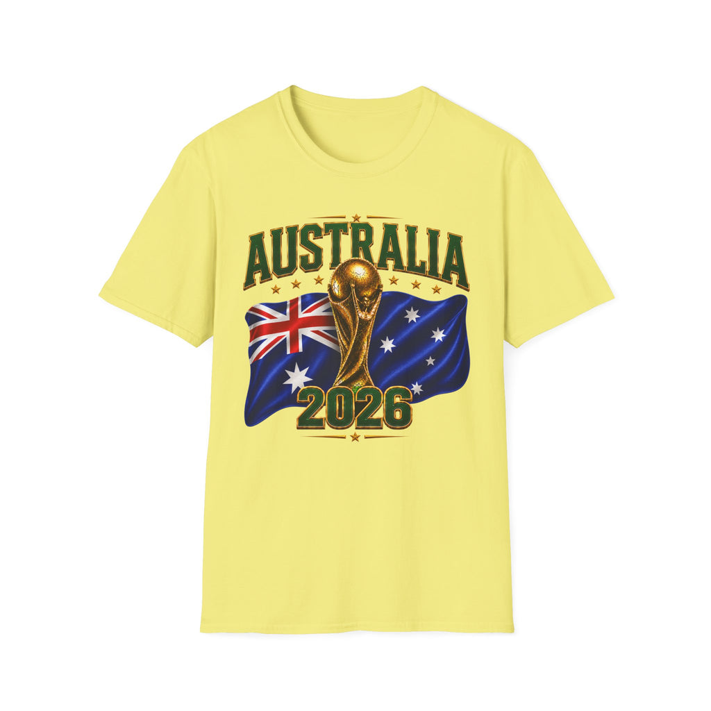 Australia 2026 Soccer World Cup T-Shirt — Aussie Flag & Trophy Design