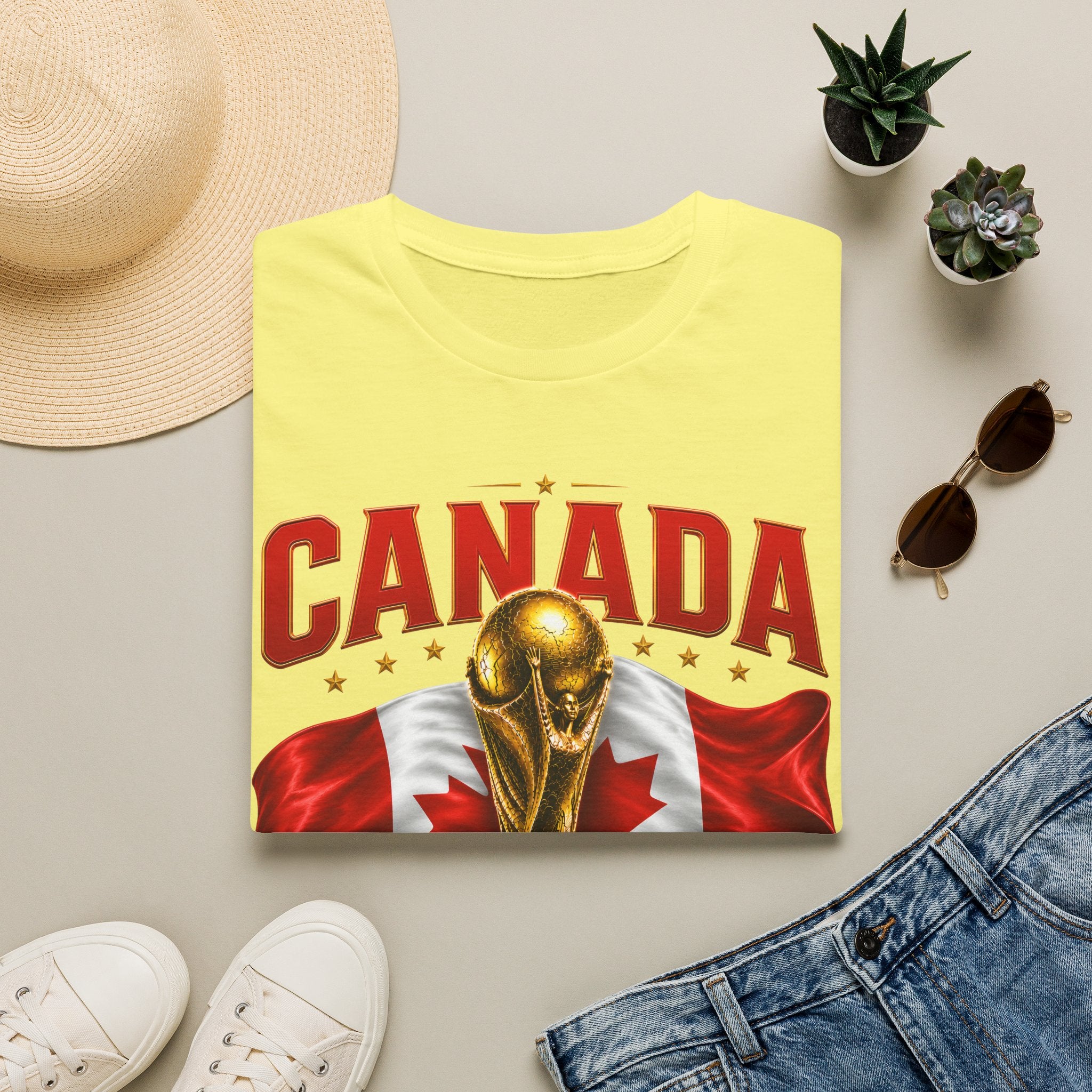 Canada 2026 World Cup T-Shirt — Canadian Soccer Fan Tee with Trophy & Flag