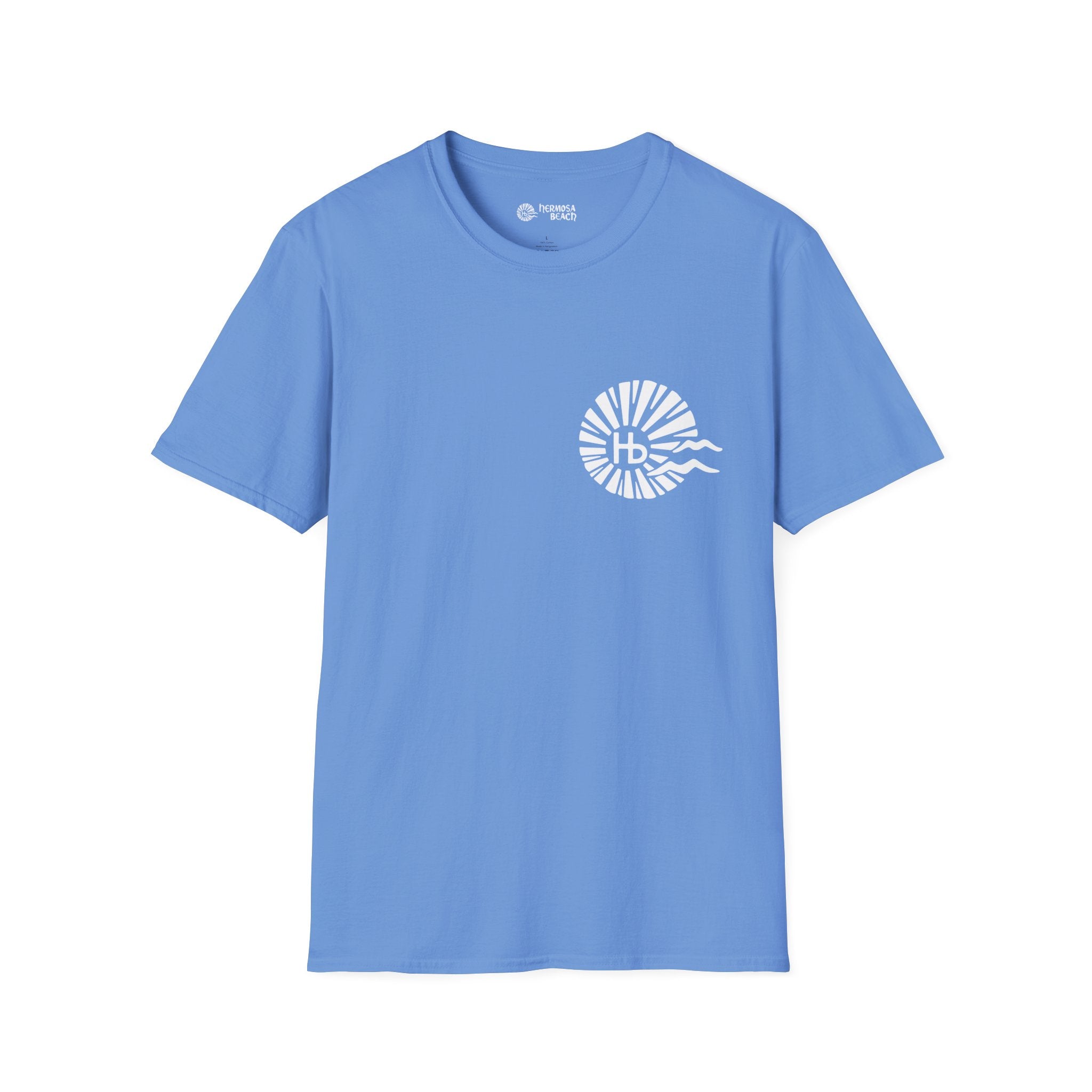 Hermosa Beach Sunburst Wave T-Shirt (printed front back neck) | Hb Minimal Logo Tee