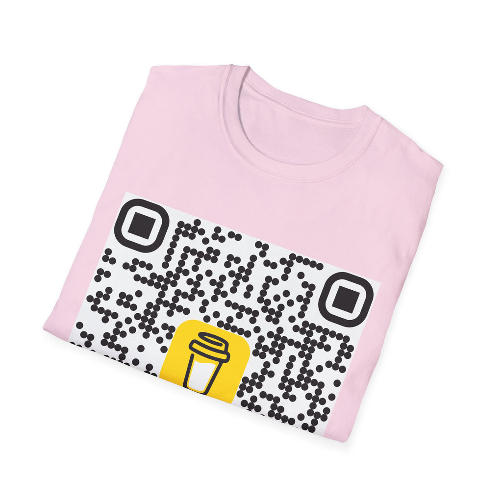 QR Code Coffee Cup T‑Shirt — Scan-to-Order Cafe Tee