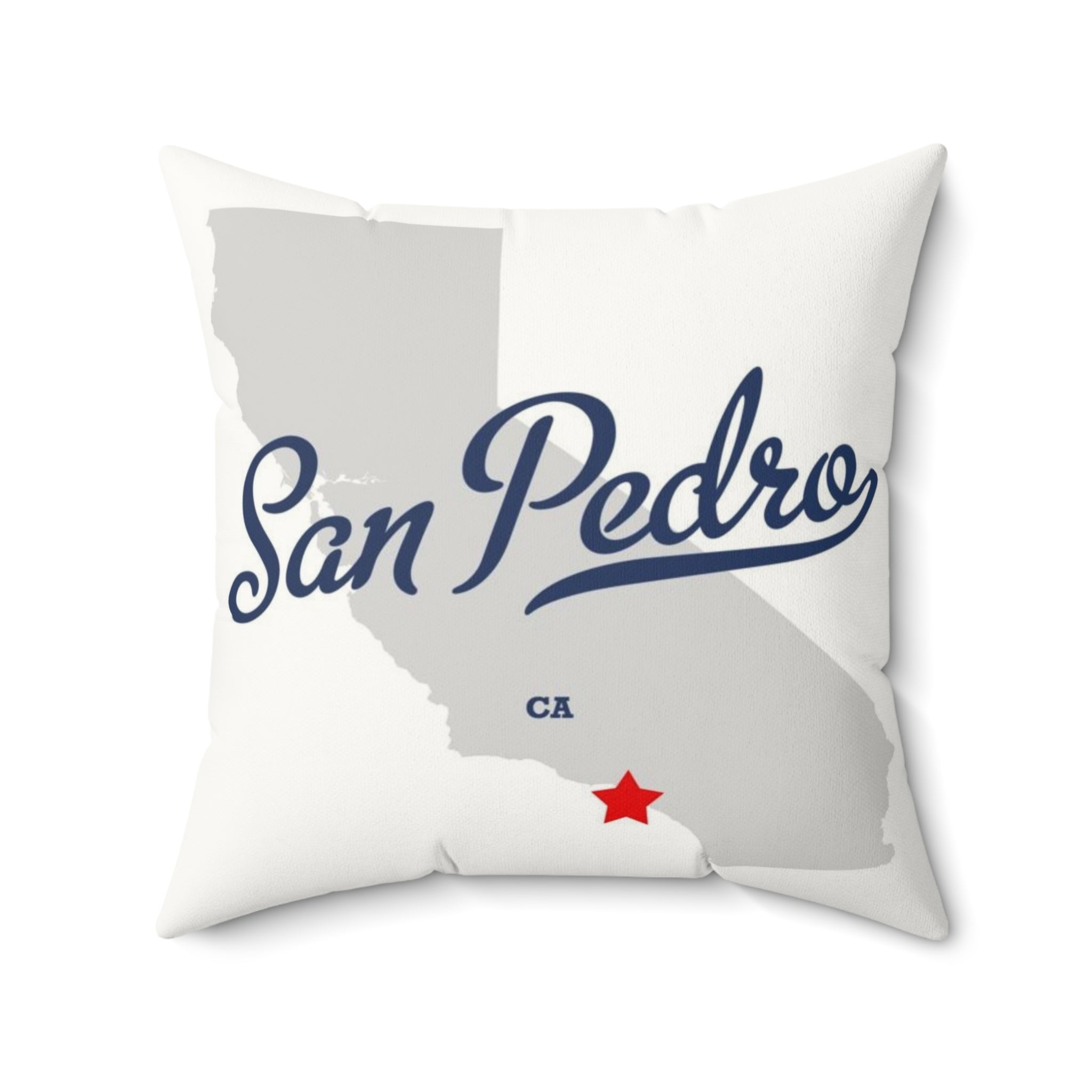 San Pedro California Map - Faux Suede Square Pillow